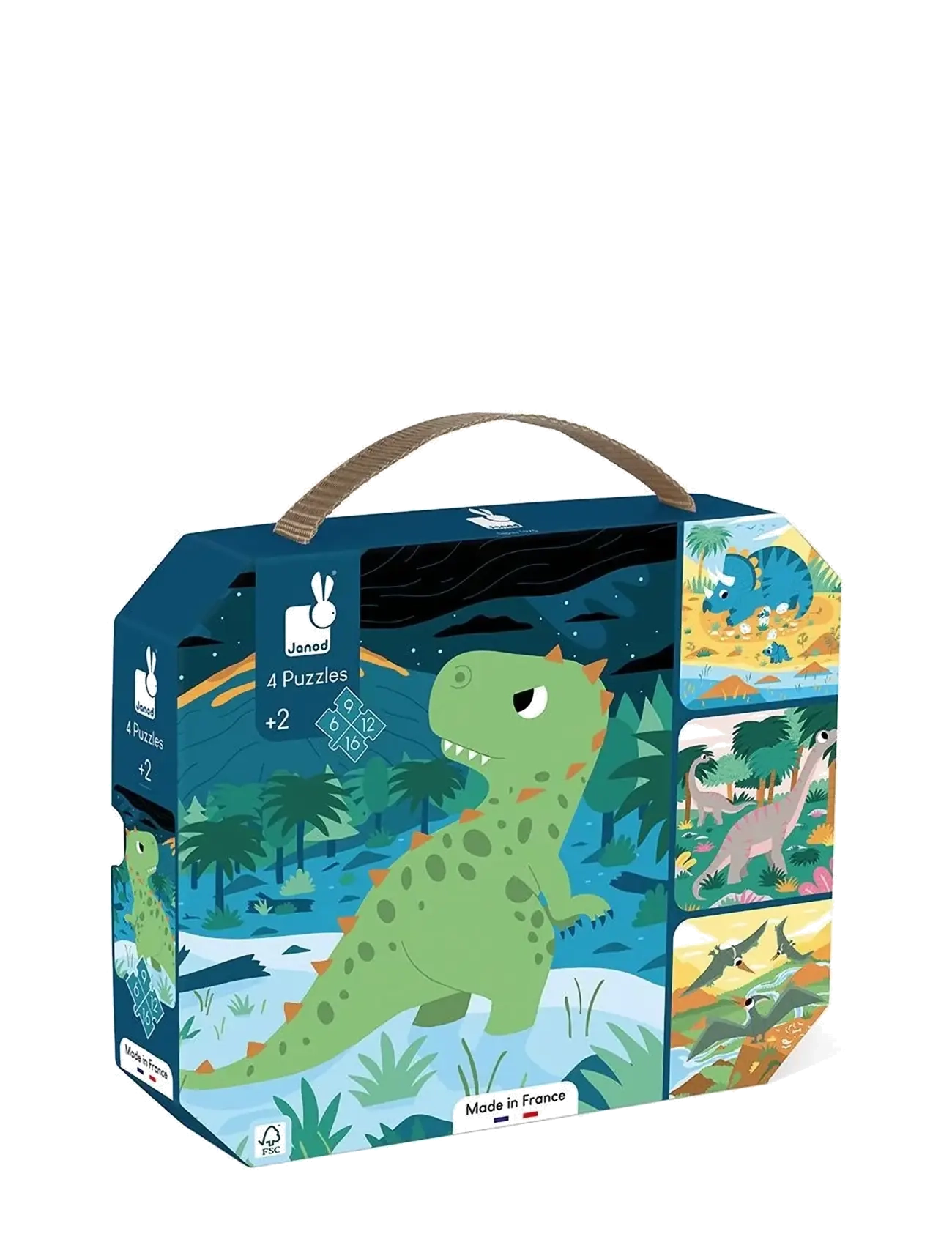 Janod Puzzle - Progressive Difficulty Dinosaurs (4in1) - Jõulukingid - MULIT / blue