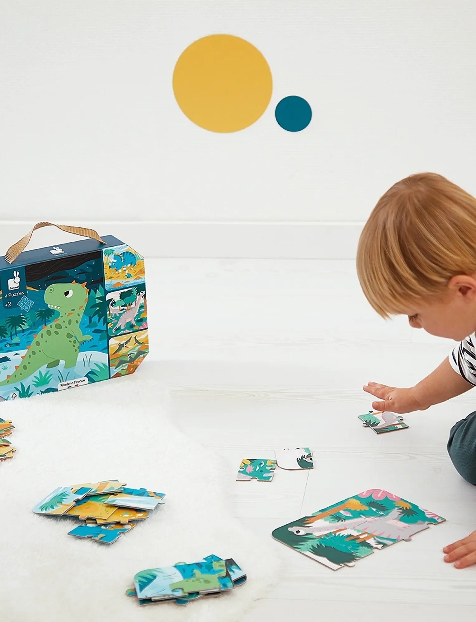 Janod Puzzle Progressive Difficulty Dinosaurs (4In1), One Size, Puzzles, Blau - Pedagogical Kinder