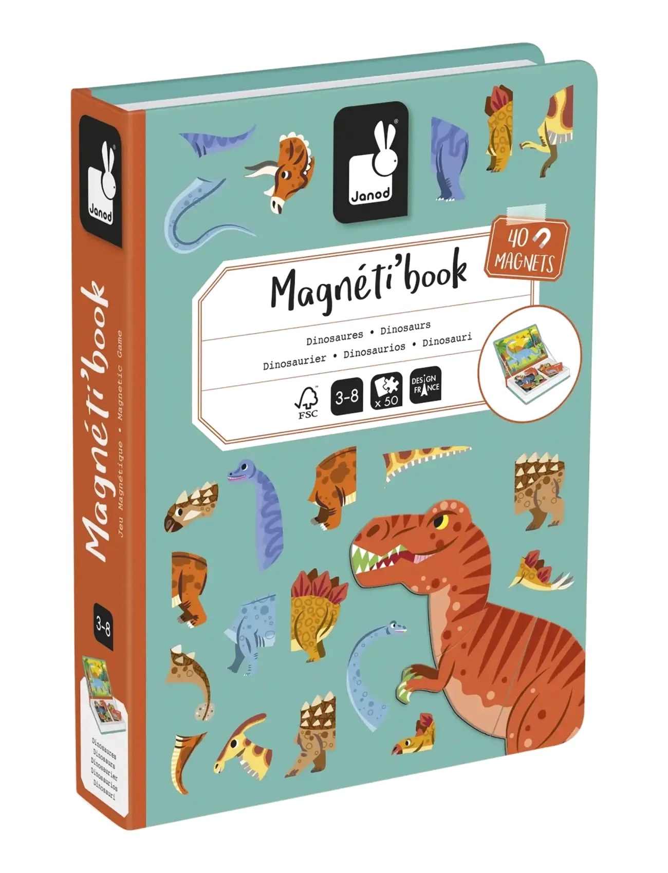 Janod Magneti'book - Dinosaurs - 40 magnets - Jõulukingid - MULIT / blue