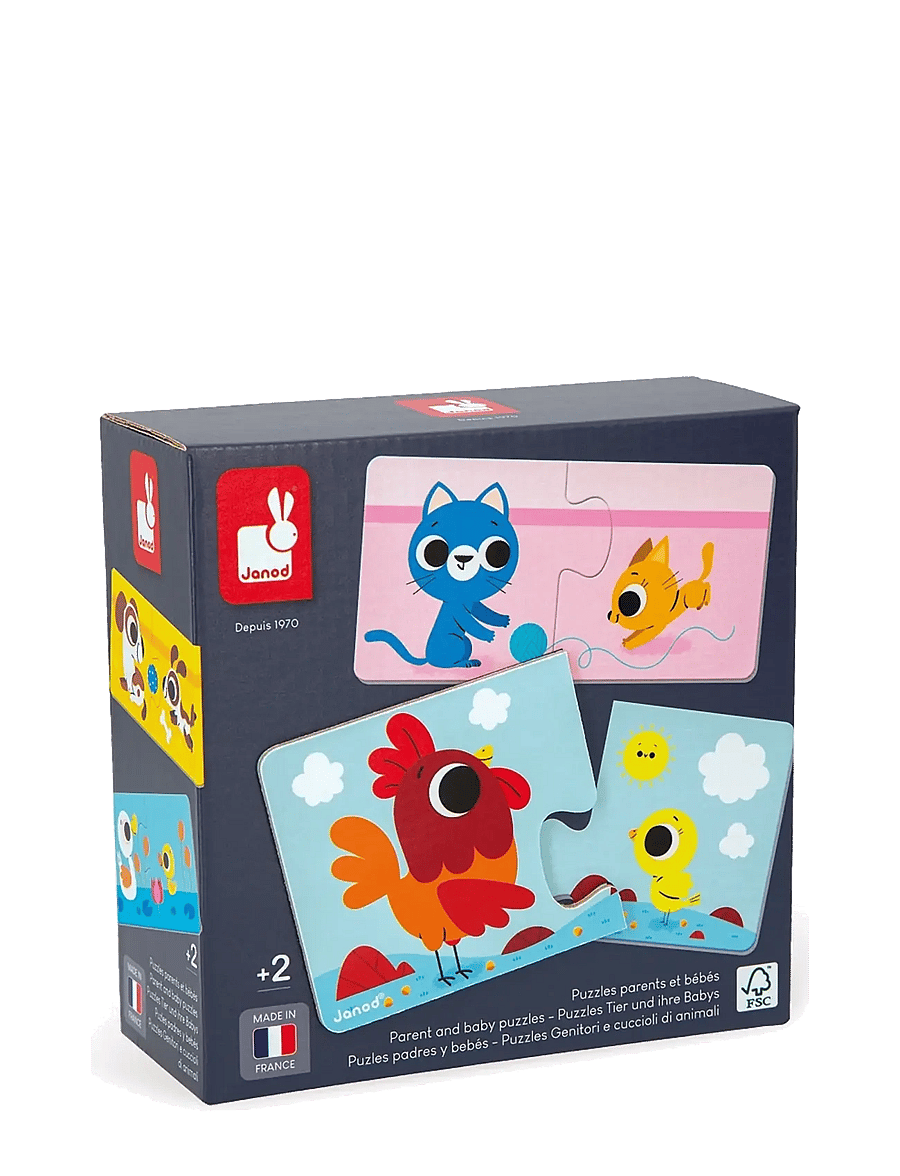 Janod - Puzzle - Parent and Baby Animals - pedagogiska pussel - mulit - 0
