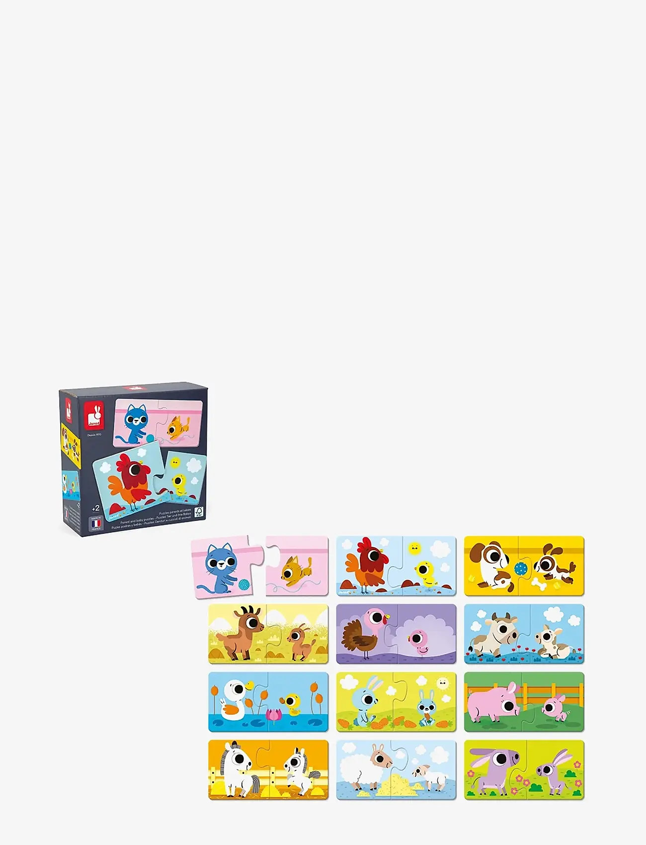 Janod - Puzzle - Parent and Baby Animals - pædagogiske puslespil - mulit - 2