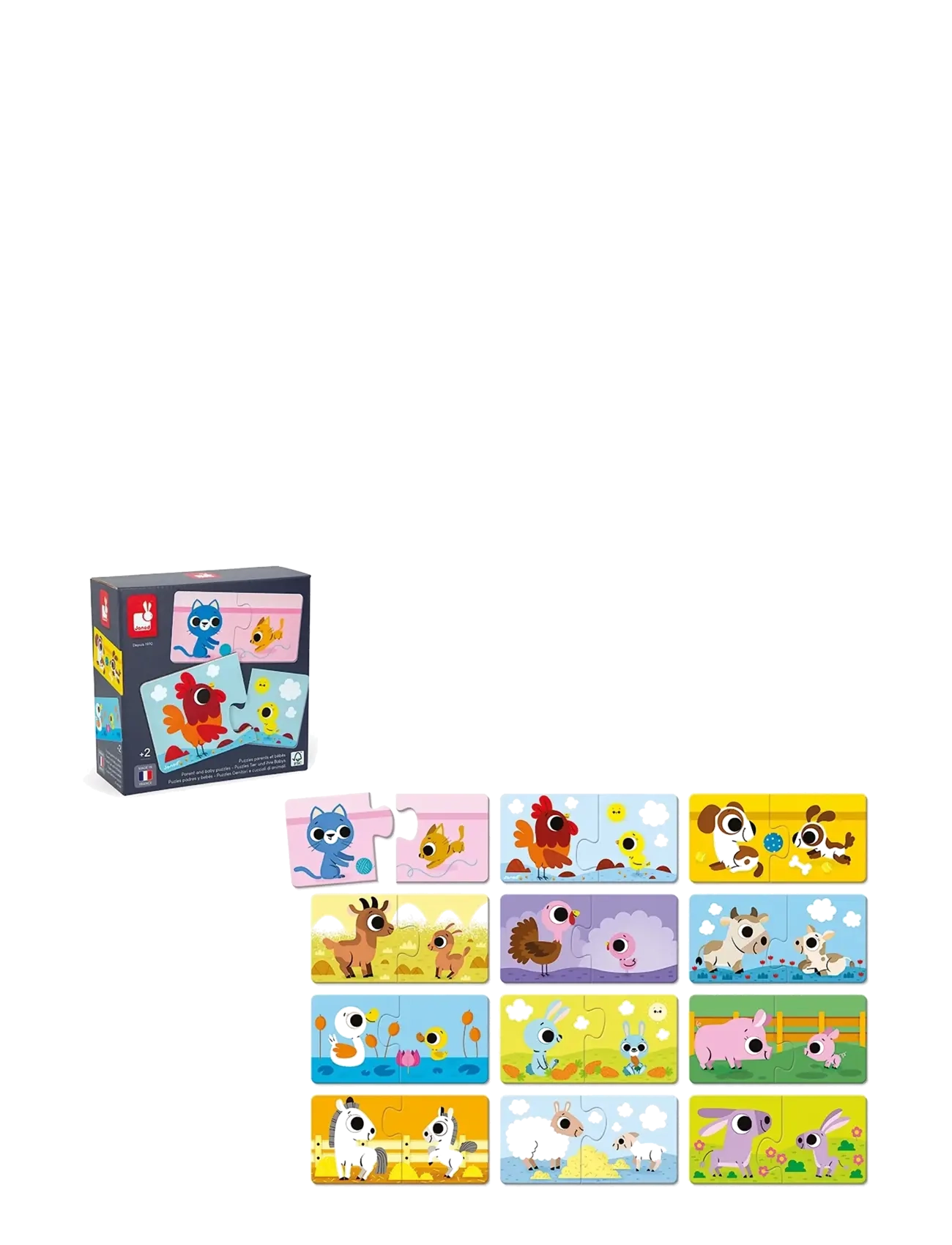 Janod - Puzzle - Parent and Baby Animals - pedagogiska pussel - mulit - 2
