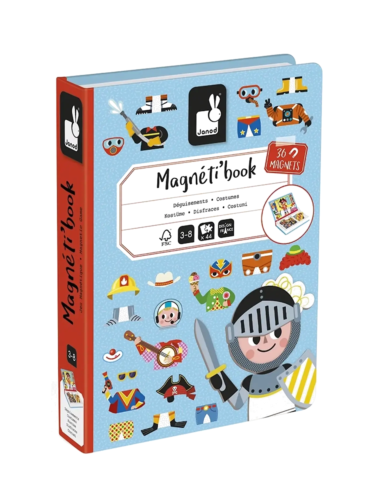 Janod Magneti'book - Boy's Costumes - 36 Magnets, One Size, Blue, Håndværk > Håndværkssæt, Børn