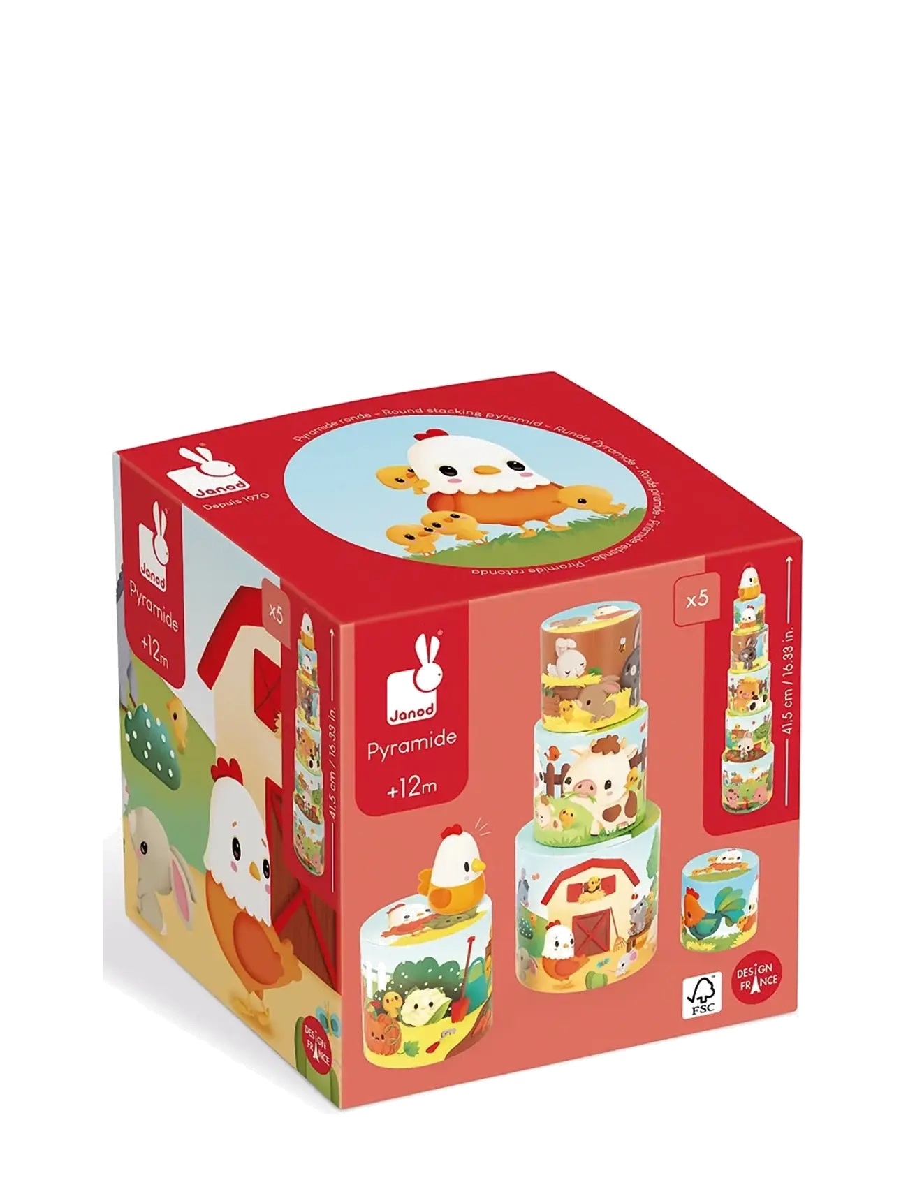 Janod Farm ? My First Pyramid ? Hen - Toys - MULIT / green