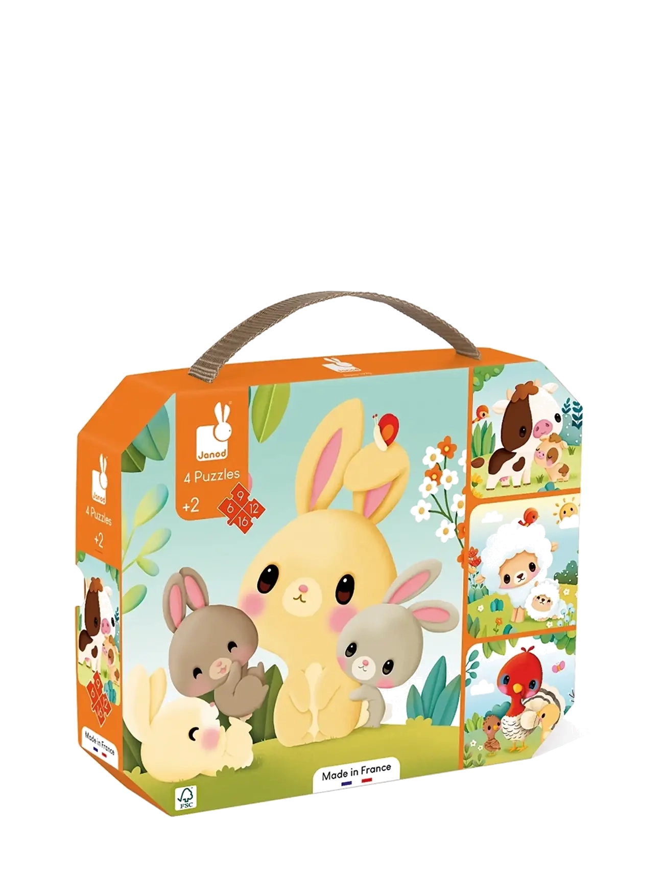 Janod 4 Progressive Difficulty Farm Animal Puzzles 6-9-12-16 pcs - Toys - MULIT / green