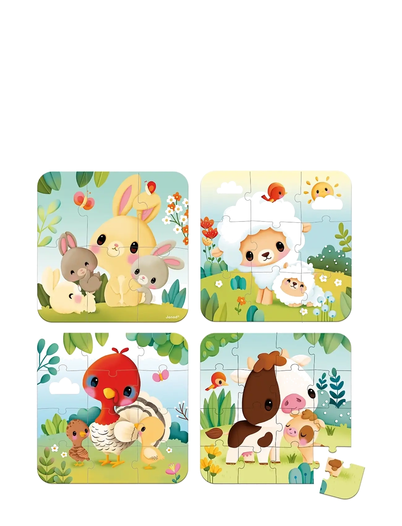 Janod - 4 Progressive Difficulty Farm Animal Puzzles 6-9-12-16 pcs - pedagogische puzzels - mulit - 2