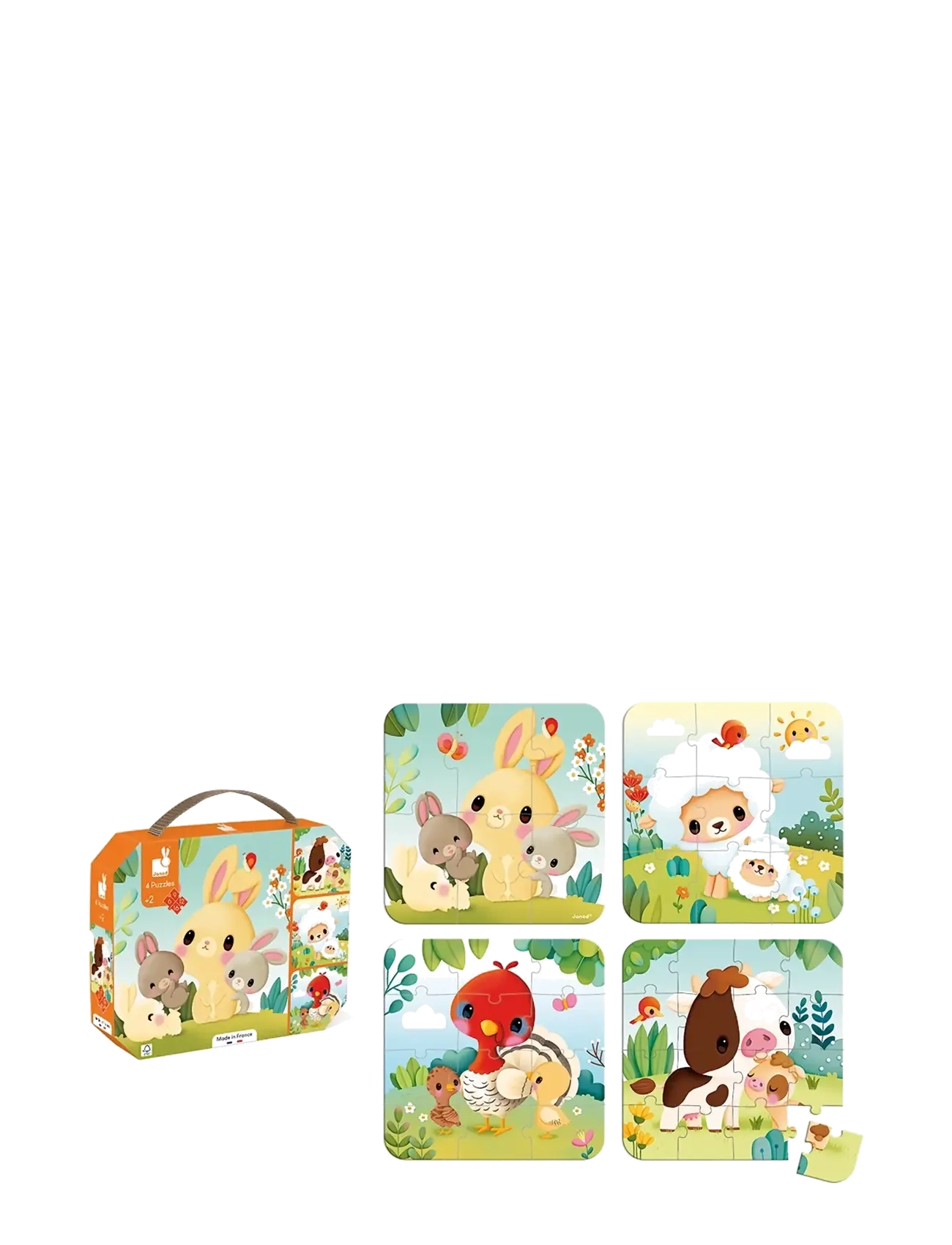Janod - 4 Progressive Difficulty Farm Animal Puzzles 6-9-12-16 pcs - pedagogische puzzels - mulit - 3