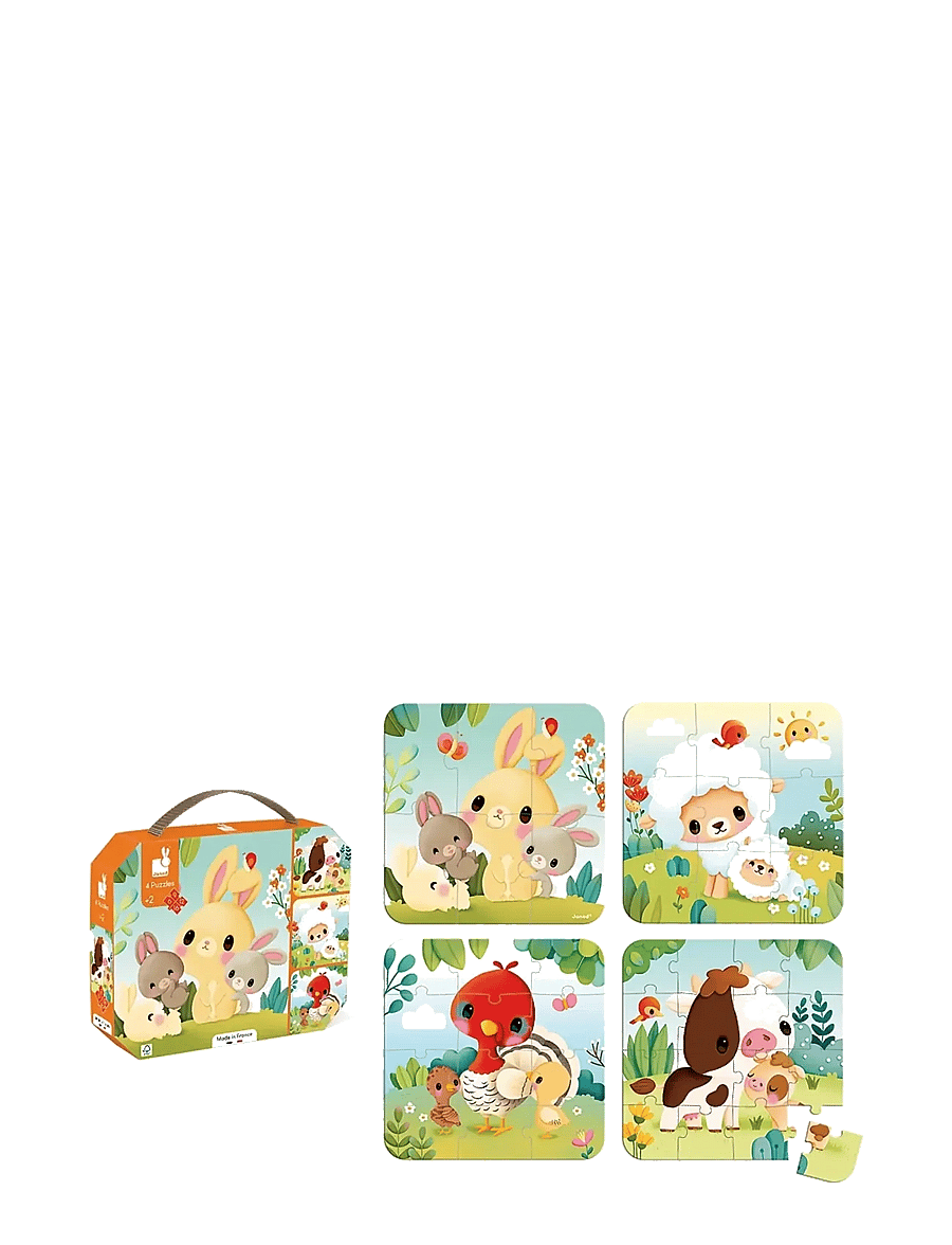 Janod - 4 Progressive Difficulty Farm Animal Puzzles 6-9-12-16 pcs - pedagogische puzzels - mulit - 3