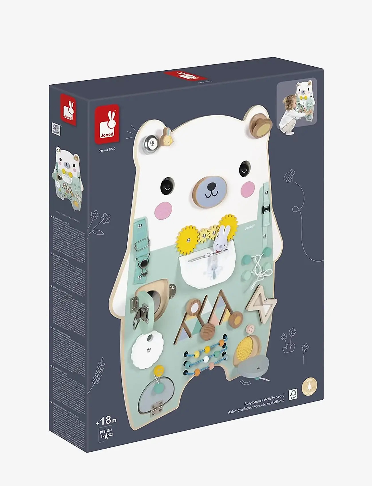 Janod - Pure - Bear Activity Board - interactive toys - mulit - 1
