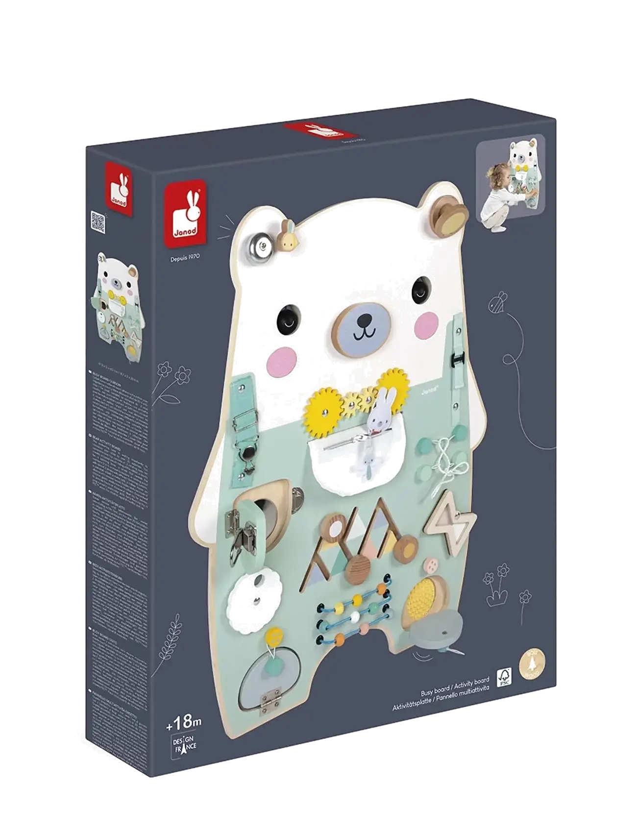 Janod Pure - Bear Activity Board - Toys - MULIT / blue