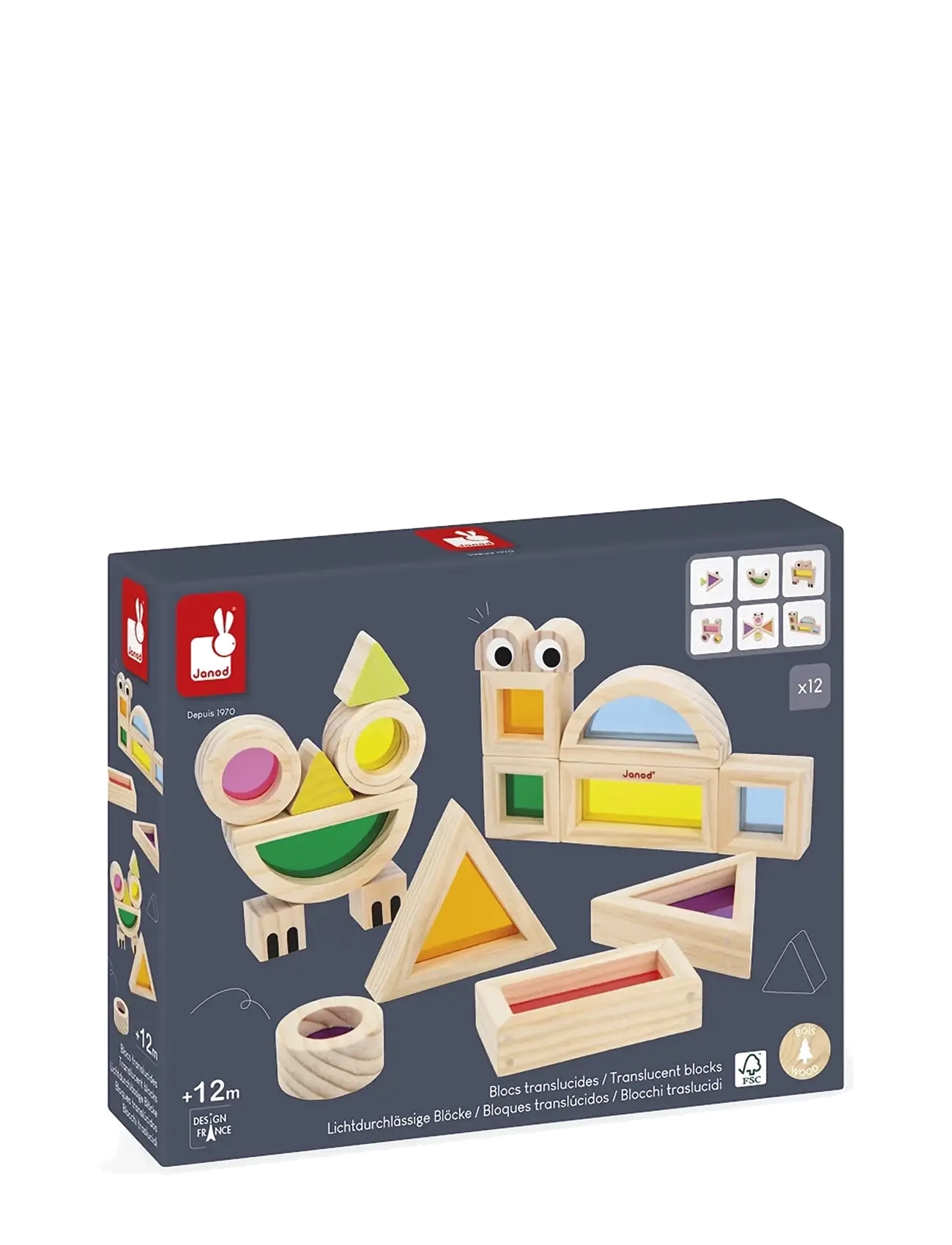 Janod Sensory - Translucent Blocks - Jõulukingid - MULIT / cream