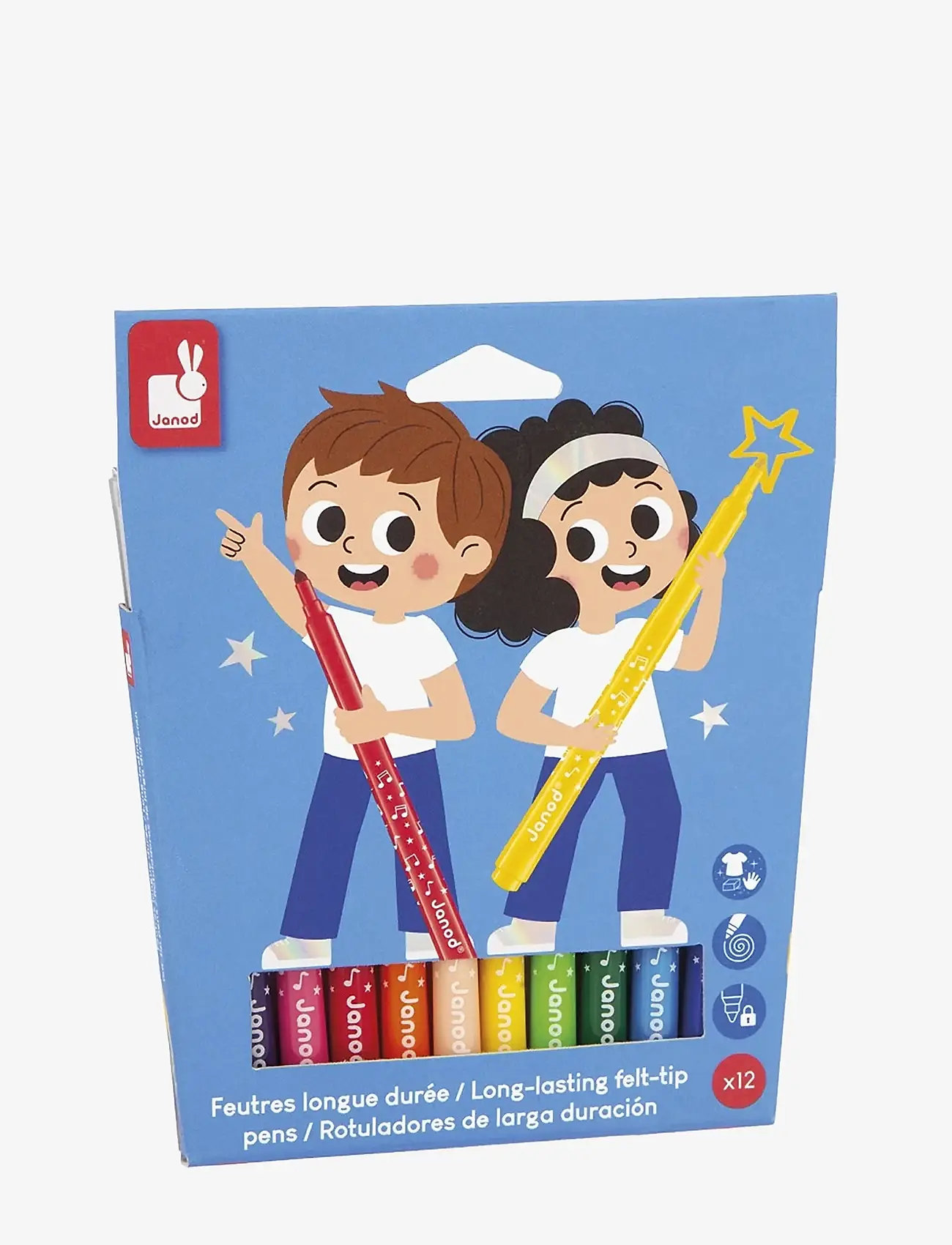 Janod - Long-Lasting Felt-Tip Pens - pliiatsid - mulit - 0