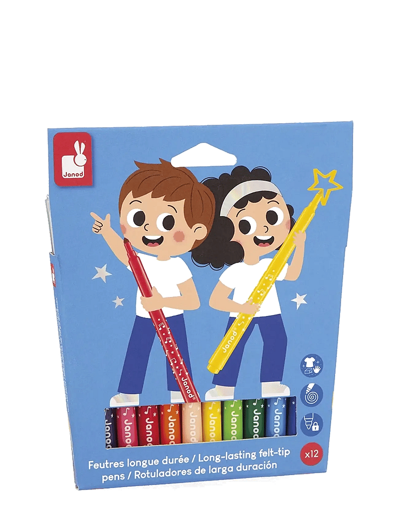 Janod - Long-Lasting Felt-Tip Pens - pliiatsid - mulit - 0