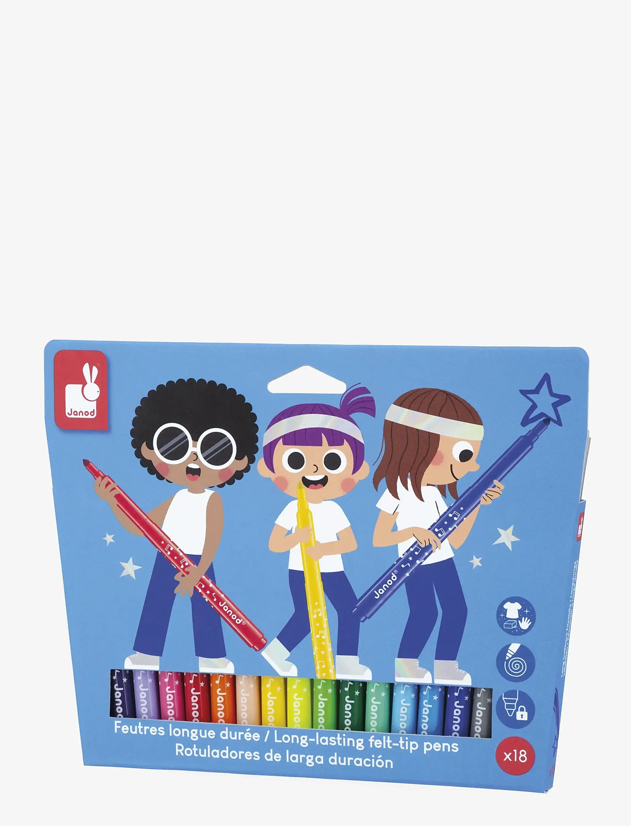 Janod - Long-Lasting Felt-Tip Pens - kirjatarbed - mulit - 1