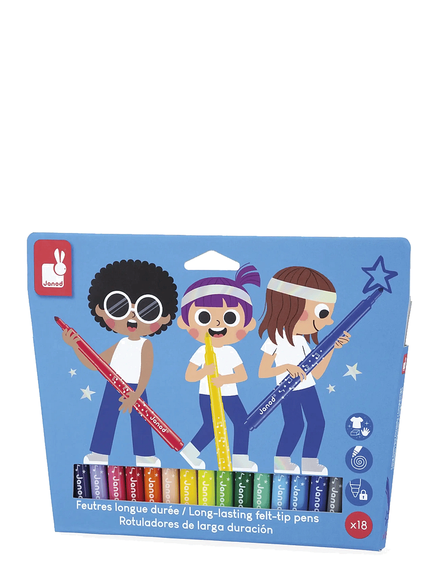Janod - Long-Lasting Felt-Tip Pens - kirjatarbed - mulit - 1