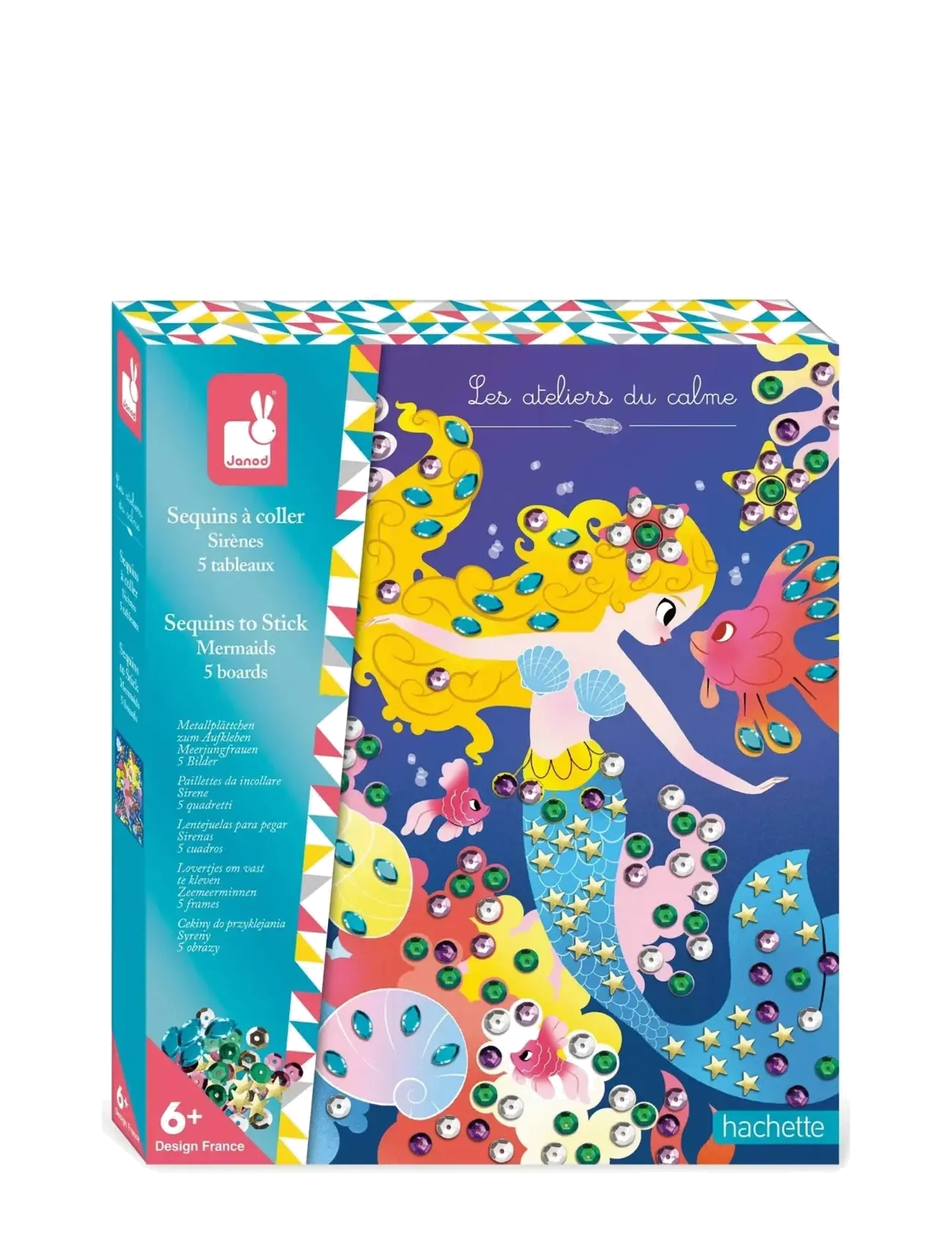 Janod Sequins To Stick Mermaids, One Size, Blue, Håndværk > Håndværkssæt, Børn