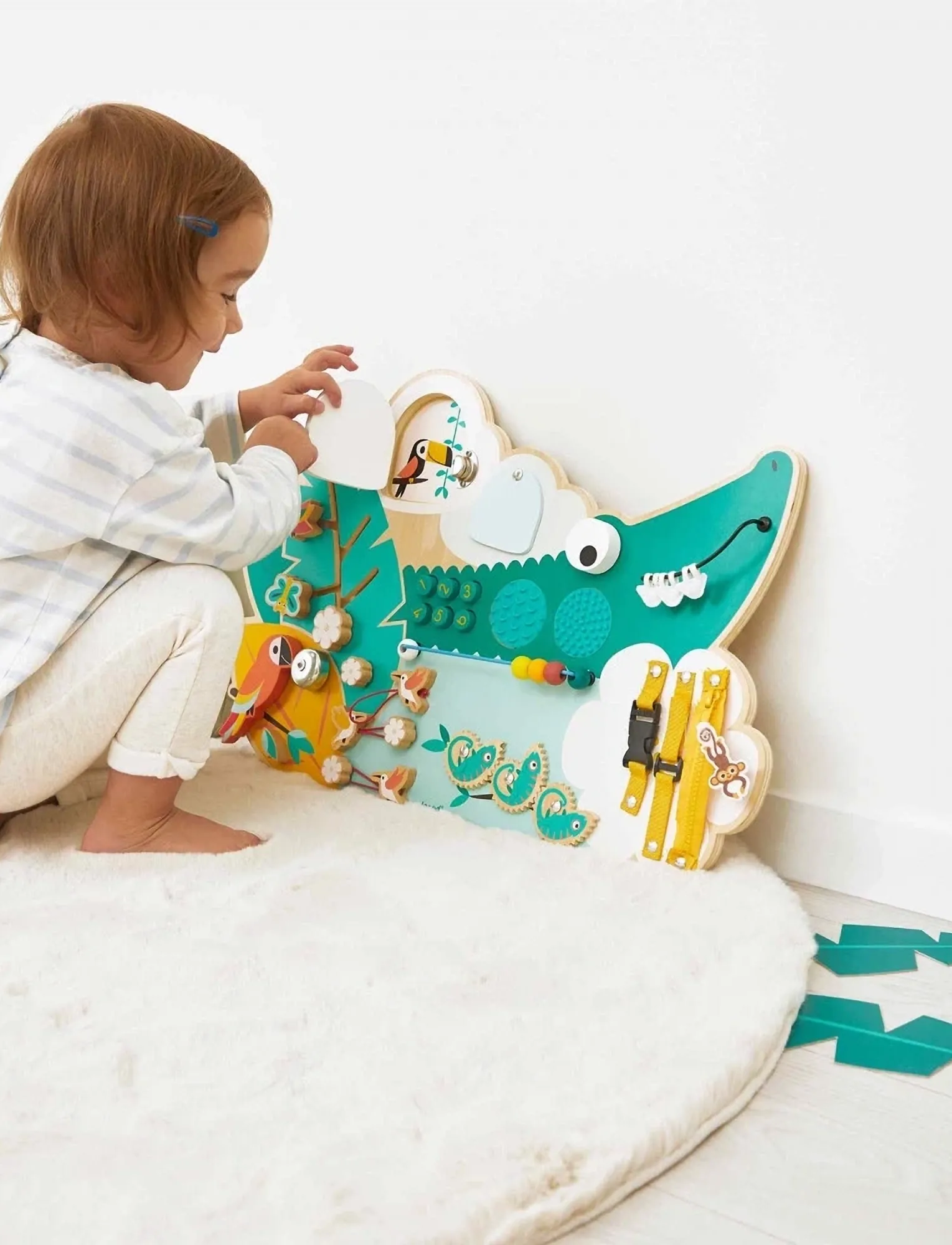 Janod Tropik Crocodile Activity Board, One Size, Educational Spielzeug, Mehrfarbig/gemustert - Interactive Kinder