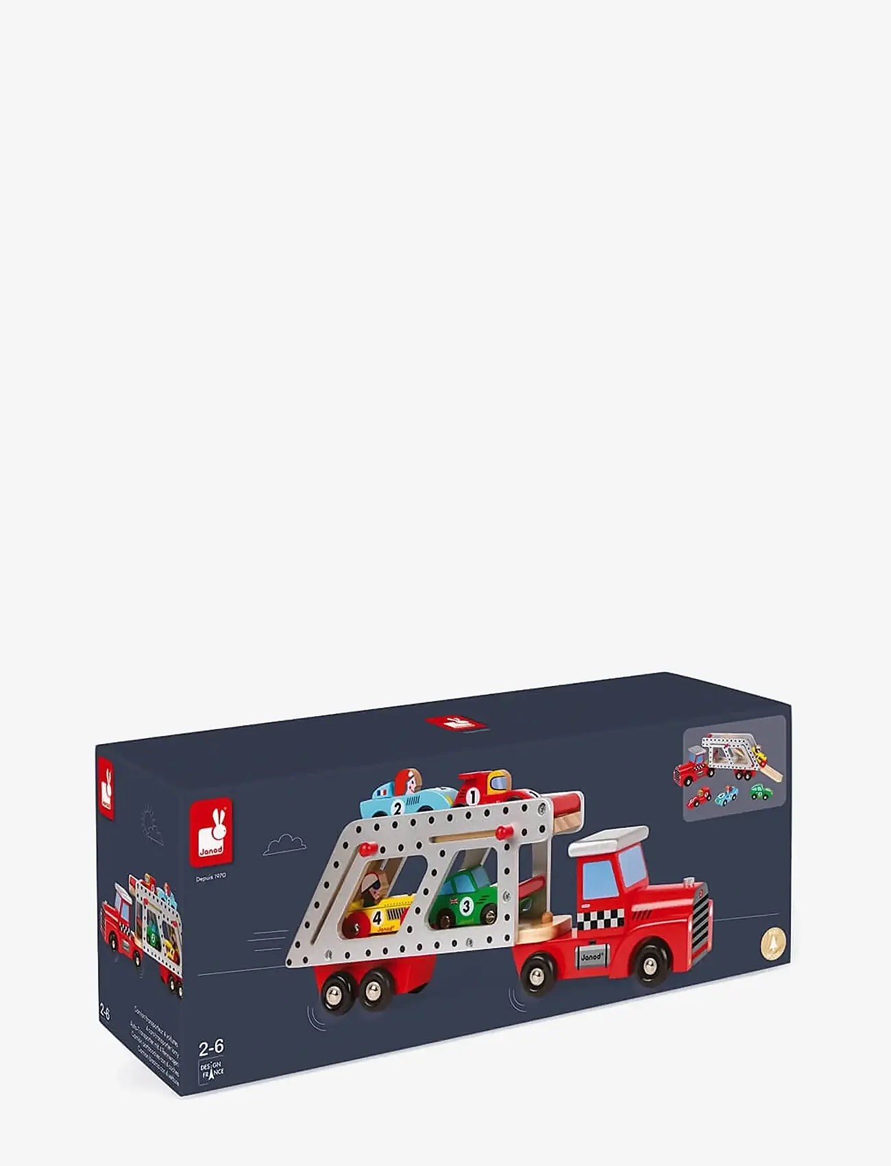 Janod - Story 4 Cars Transporter Lorry - camions - mulit - 0