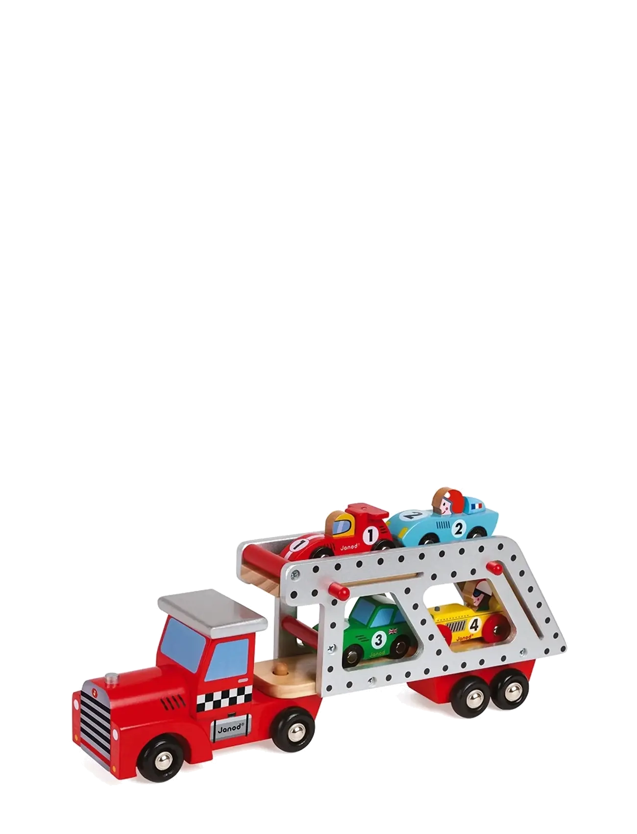 Janod - Story 4 Cars Transporter Lorry - lastbiler - mulit - 2