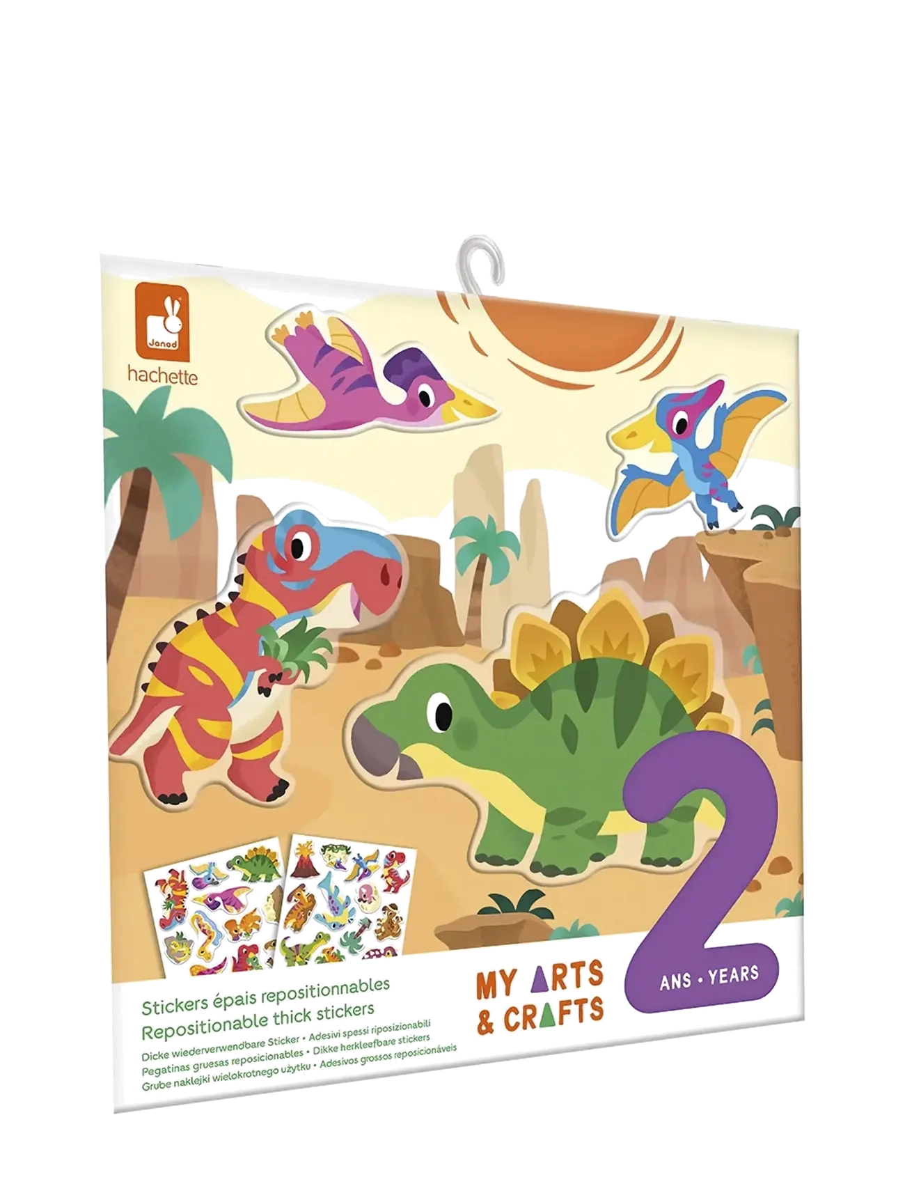 Janod Janod - Repositionable Thick Stickers - Dinosaurs - 2 Years, One Size, Multi/patterned, Håndværk > Klistermærker, Børn