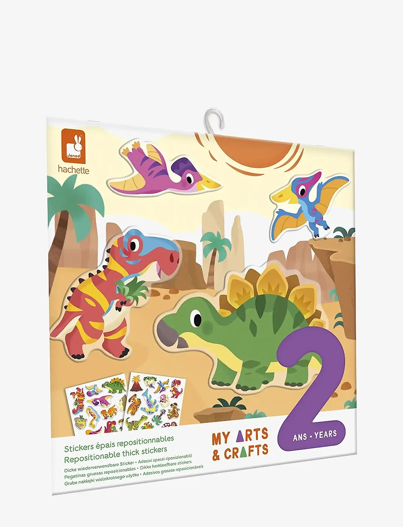 Janod - Repositionable Thick Stickers - Dinosaurs - 2 Years - klistermærker - mulit - 0