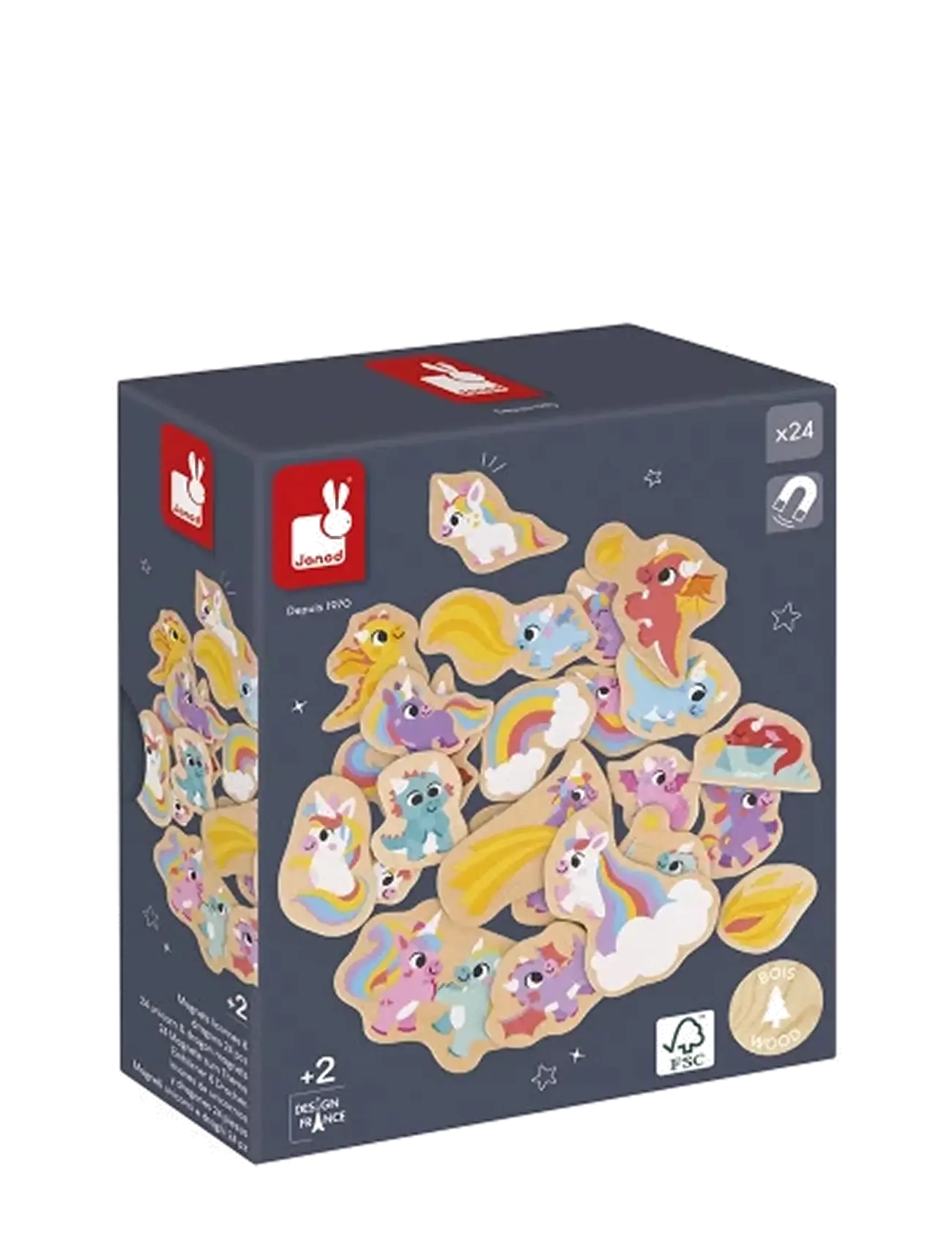 Janod Janod - 24 Unicorn & Dragon Magnets - Babylegetøj - MULTI / multi