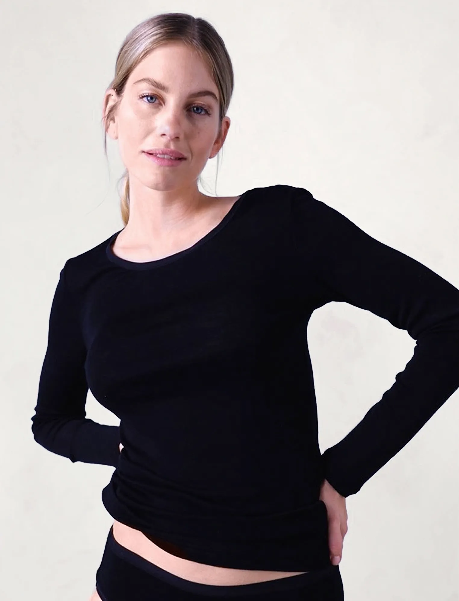 JBS of Denmark JBS of DK wool blouse - T-Shirts & Tops - BLACK / black