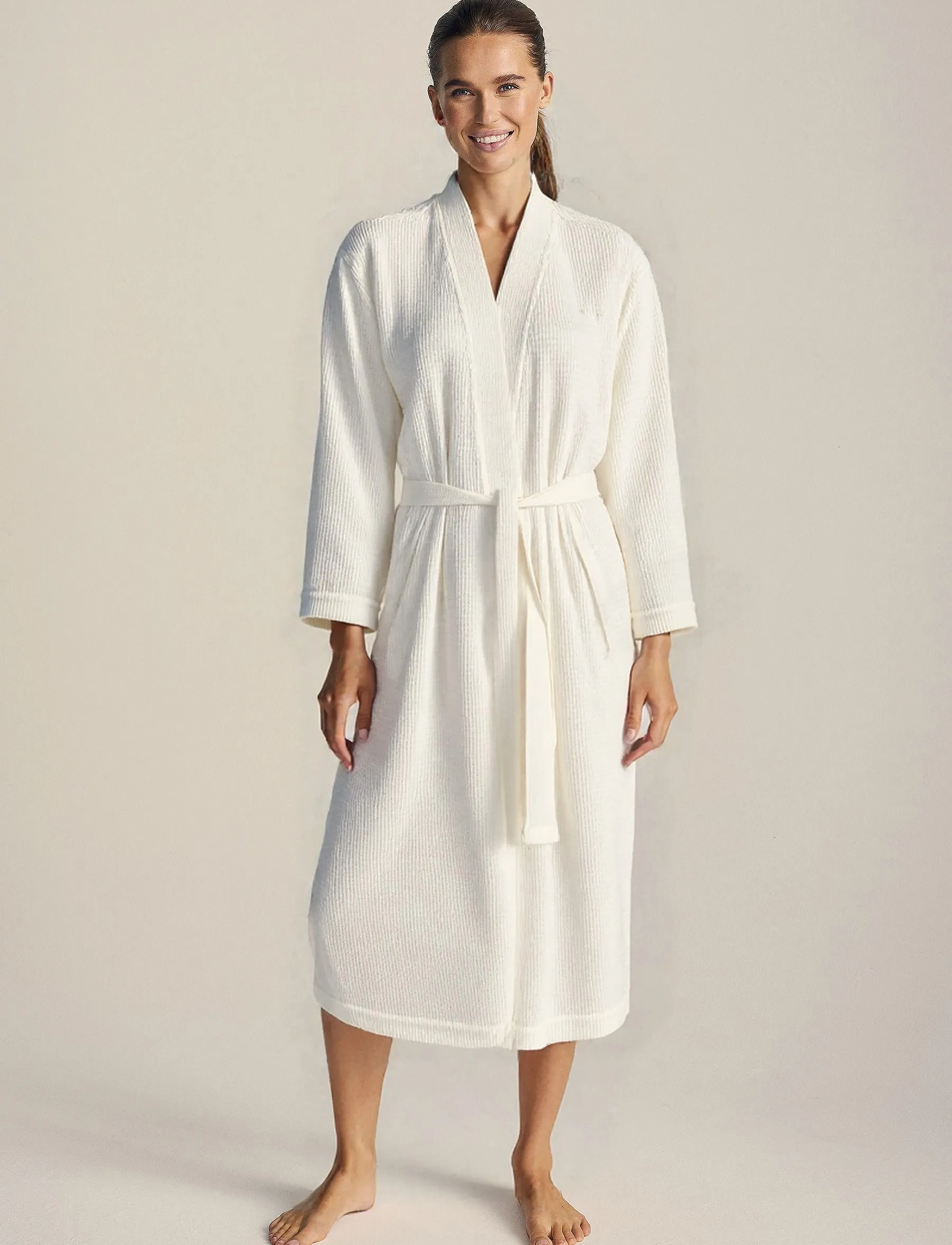 JBS of Denmark Jbs Of Dk Waffel Bathrobe Fsc, L, Night & Loungewear, Weiß - Robes, Frauen