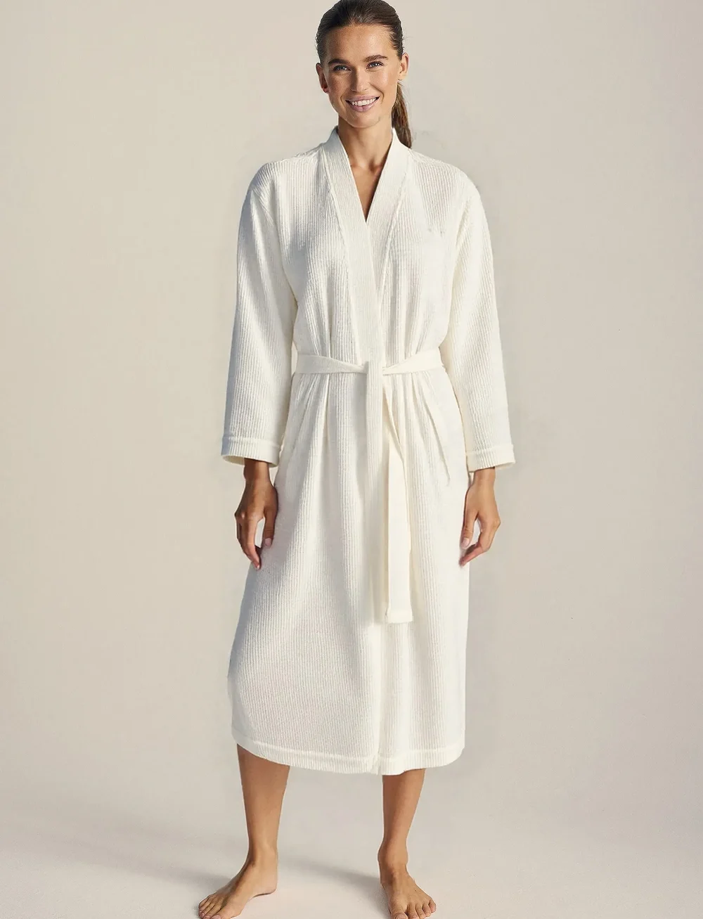 JBS of Denmark - JBS of DK Waffel Bathrobe FSC - nachtwäsche & loungewear - vit - 0