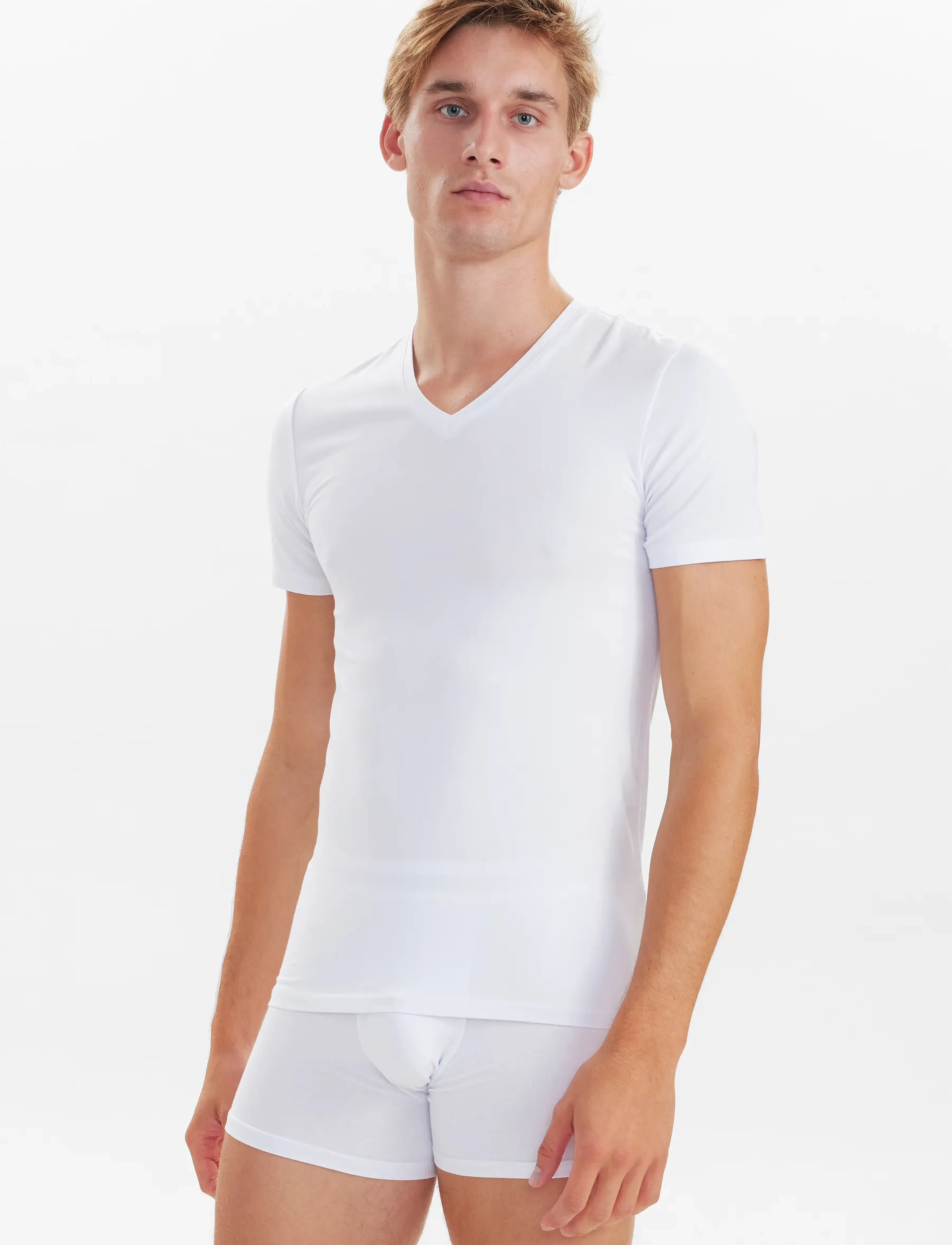 JBS 2-Pack V-Neck Bamboo, S, T-shirts, Weiß - Short-sleeved, Männerswear