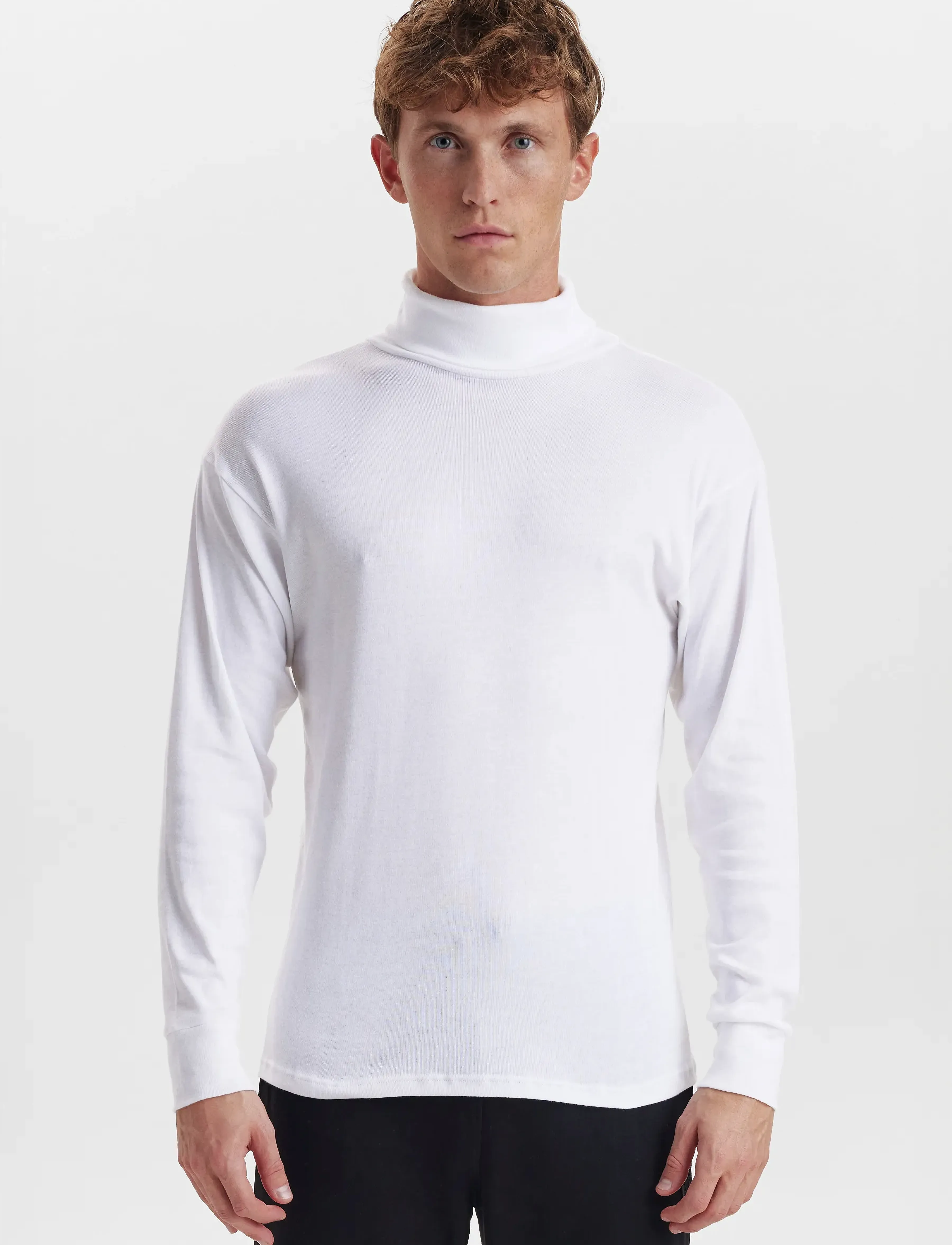 JBS Jbs Roll Neck Shirt, S, White, T-Shirts > Langærmede, Herre