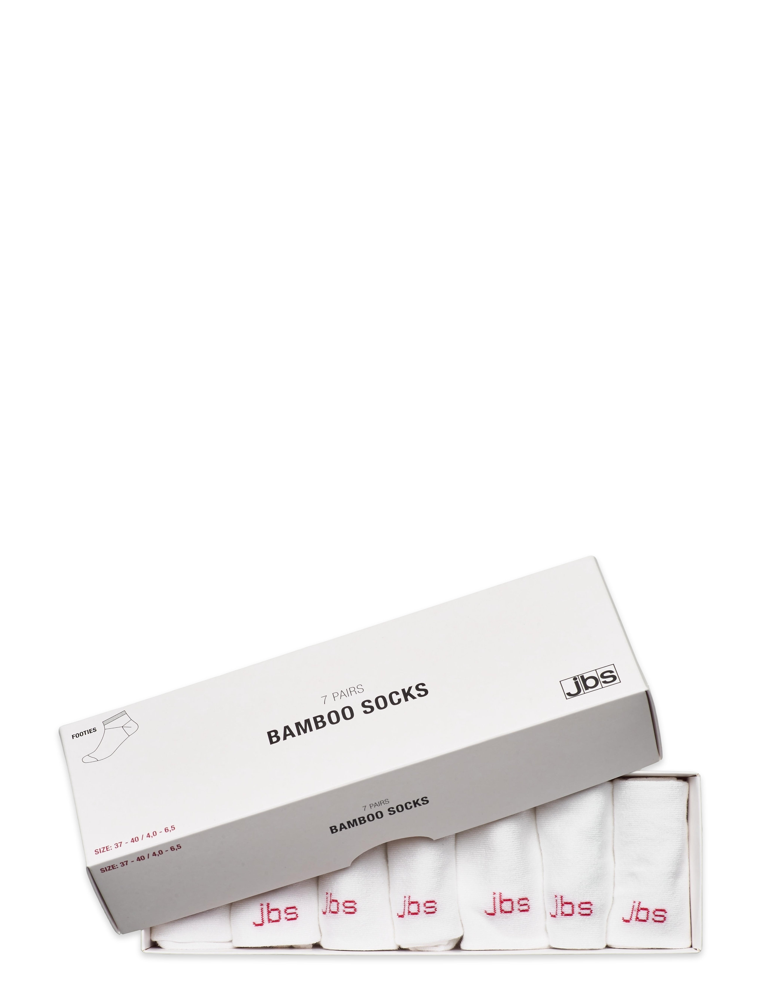 JBS Footie Bamboo 7 Pairs Box, Mænd, Fodstrømper Multipack, Hvid, Str: 45-48