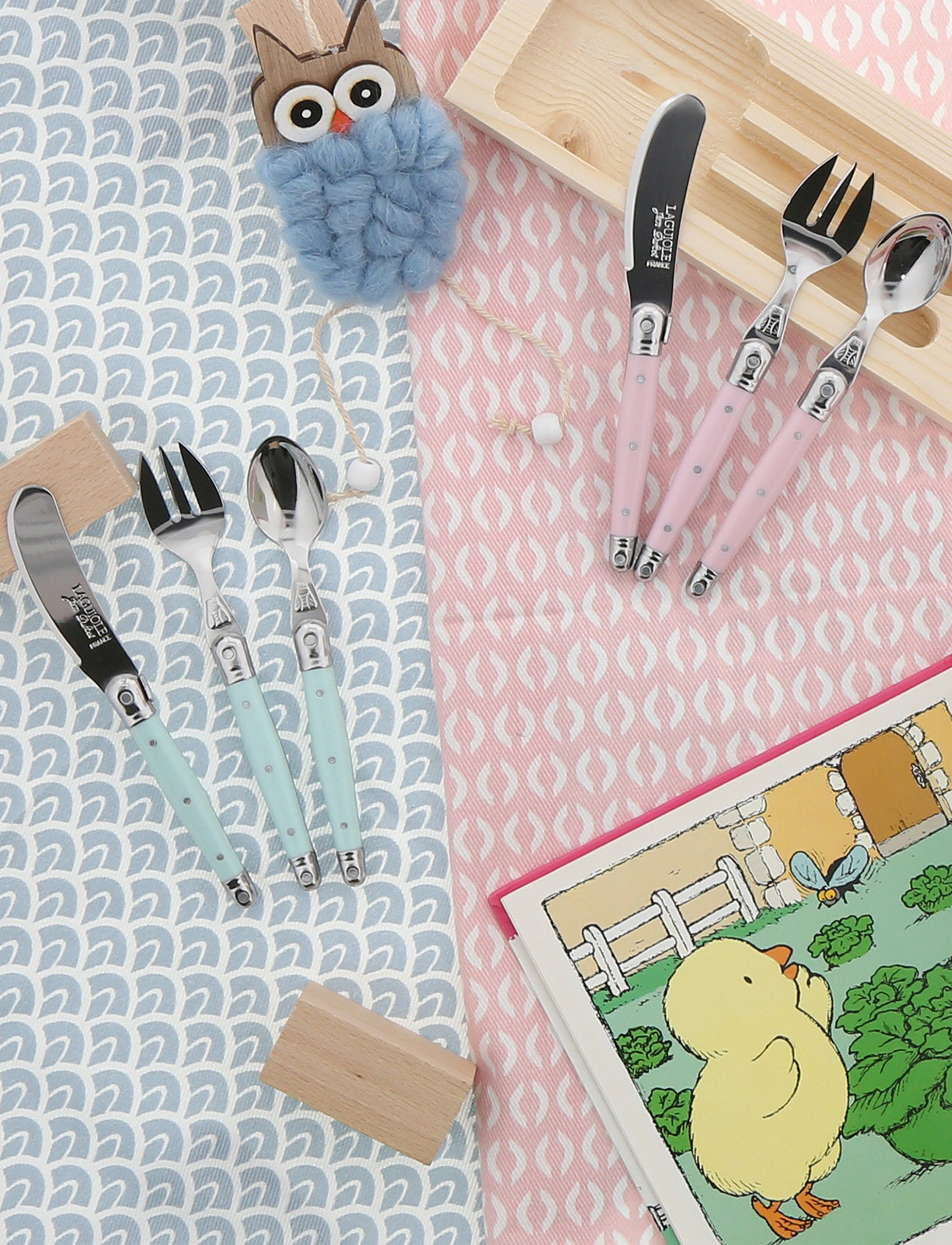 Jean Dubost - Children cutlery 3 pcs Laguiole - mažiausios kainos - pink - 1