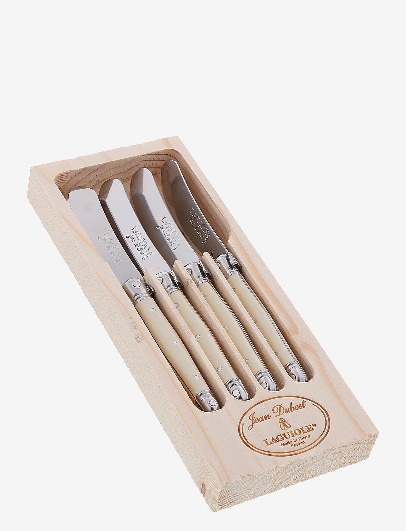 Jean Dubost - Butter knife set 4 pcs Laguiole - botermessen - ivory - 0