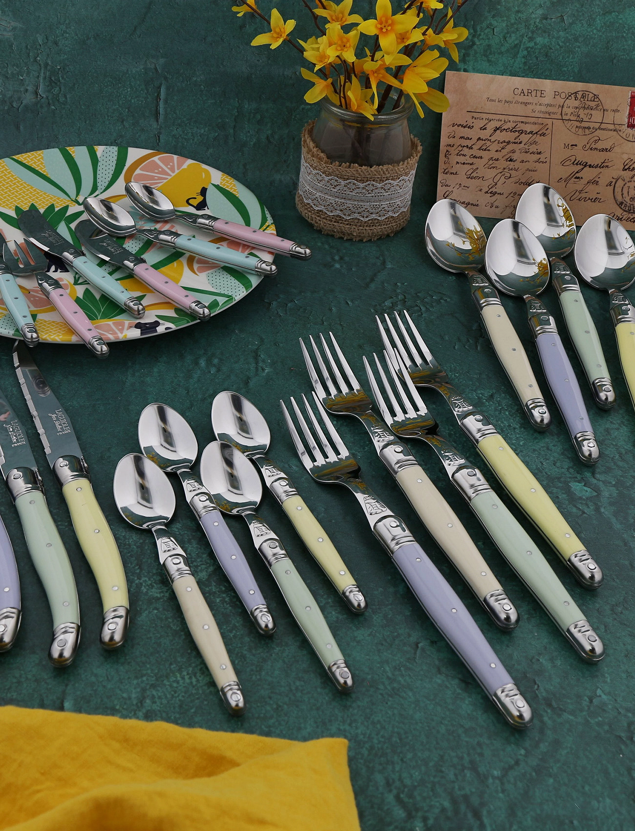 Jean Dubost Smørkniv 4 Stk Laguiole, L8 cm, Cutlery, Rosa - Butter Knives, Homeware