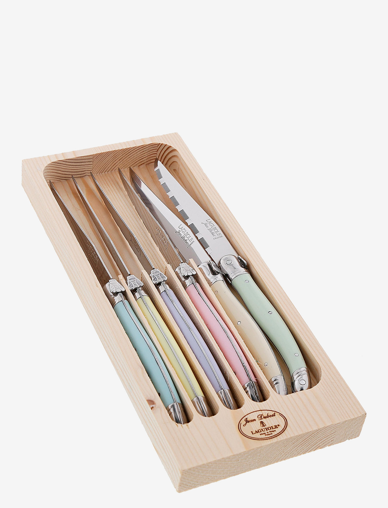 Jean Dubost - Knife set 6 pcs Laguiole - peilių rinkiniai - purple, pink, yellow, green, blue, ivory - 0