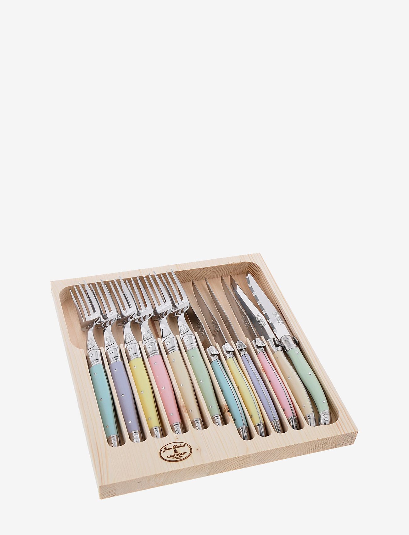 Jean Dubost Cutlery set 12 pcs Laguiole - Tableware - PURPLE, PINK, YELLOW, GREEN, BLUE, IVORY / multi