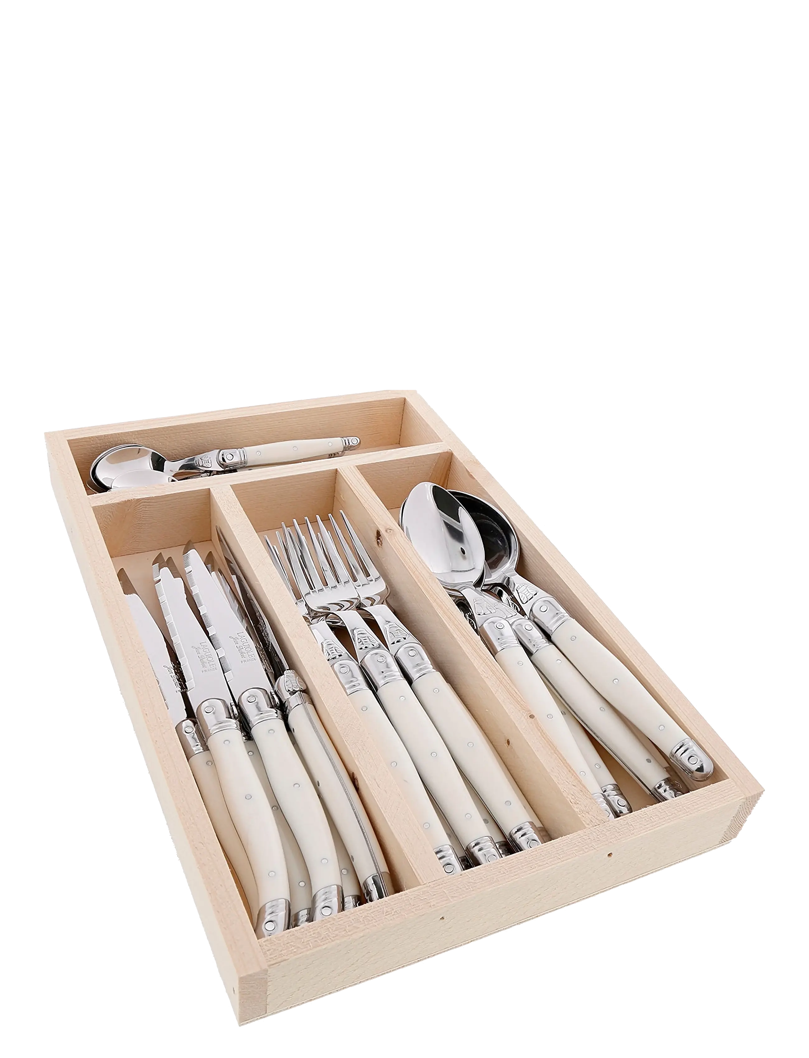 Jean Dubost Cutlery set 24 pcs Laguiole - Confirmation gifts - WHITE / natural