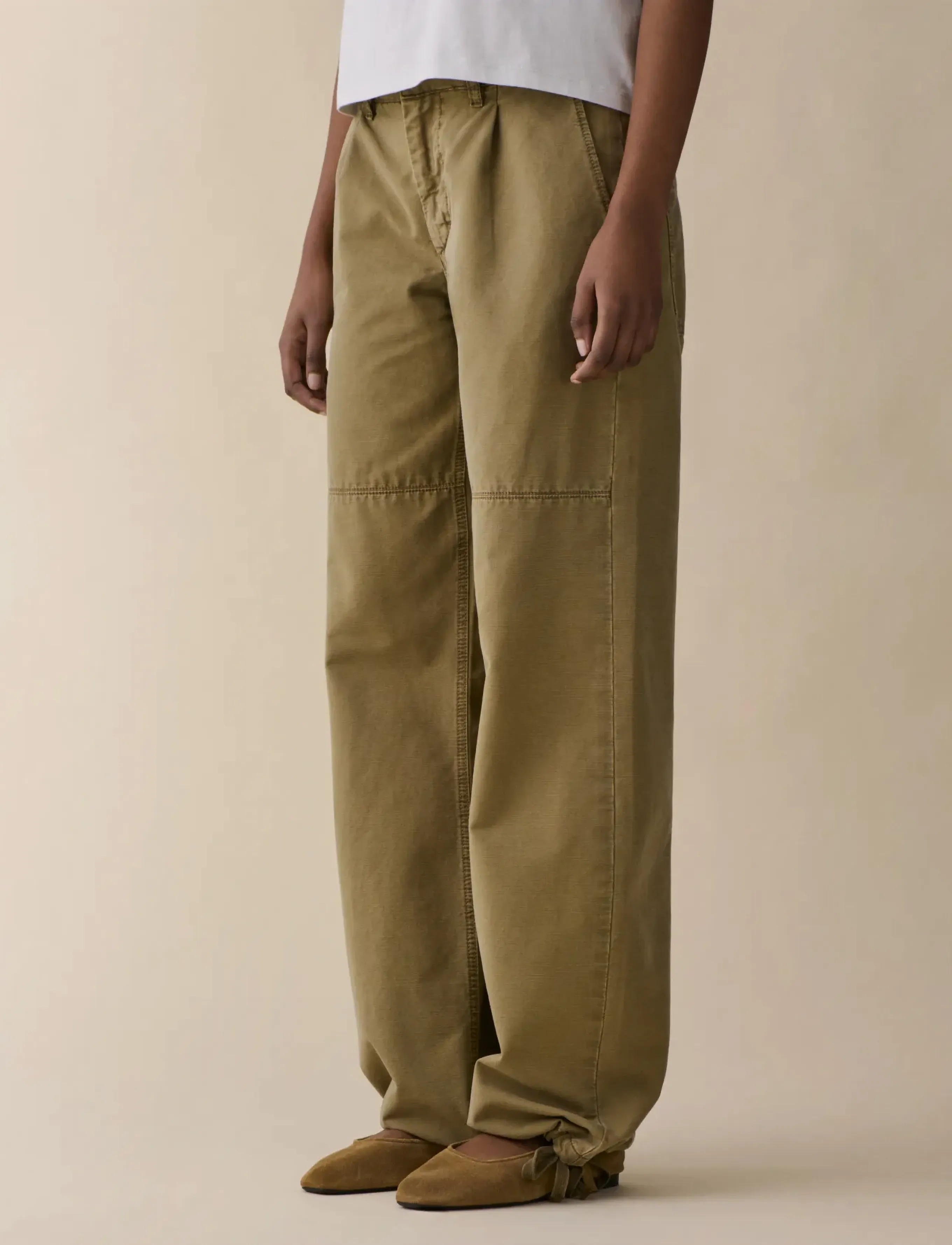 Jeanerica - Mina - barrel gallabuxur - khaki beige pliÉ - 2