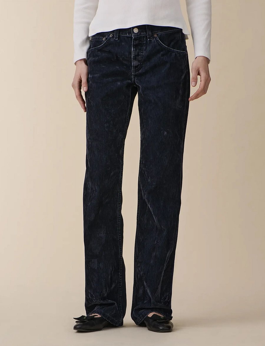 Jeanerica - Kyoto Droit - gerade jeans - blue grey flock corduroy - 0