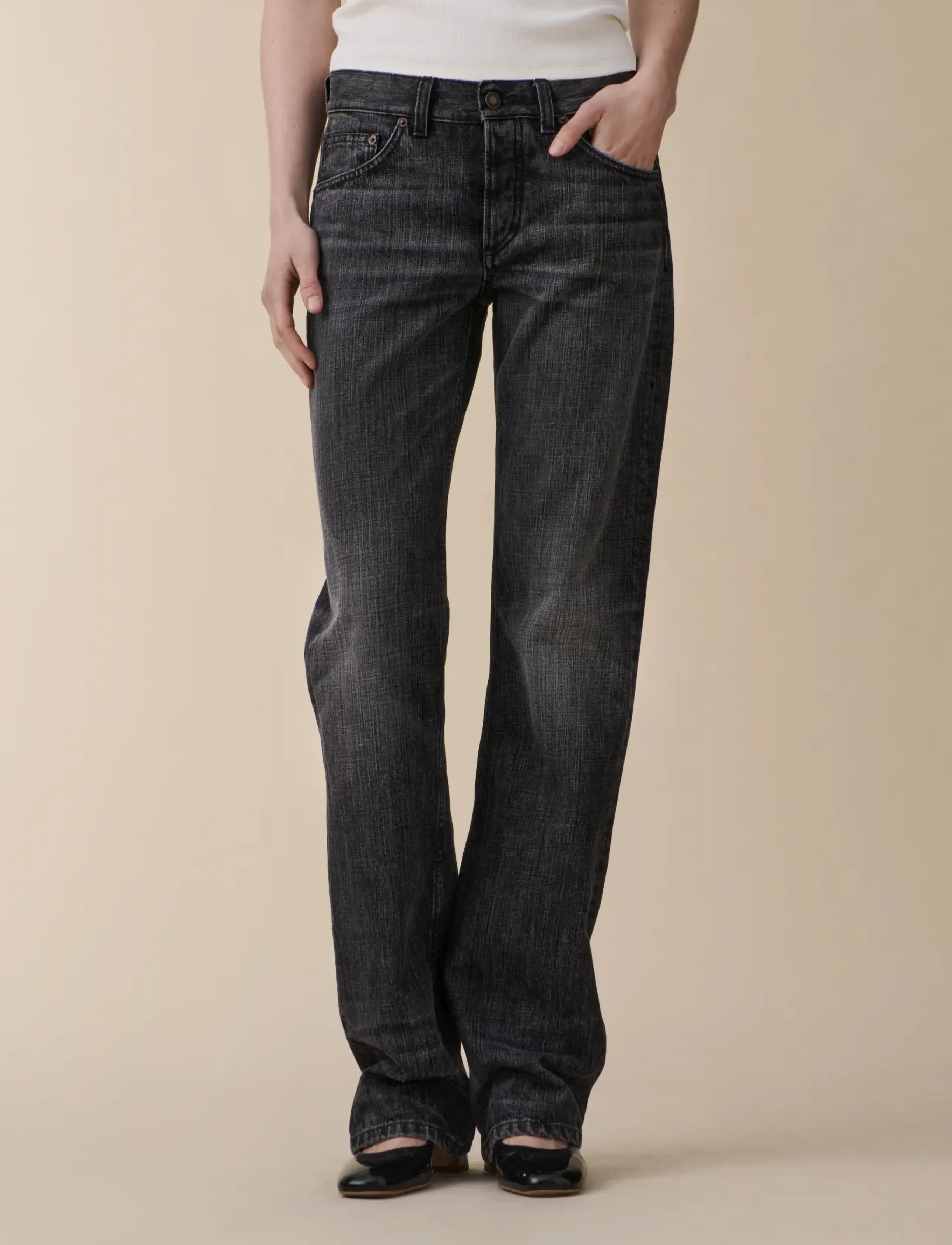 Jeanerica - Kyoto Droit - raka jeans - black righe - 0
