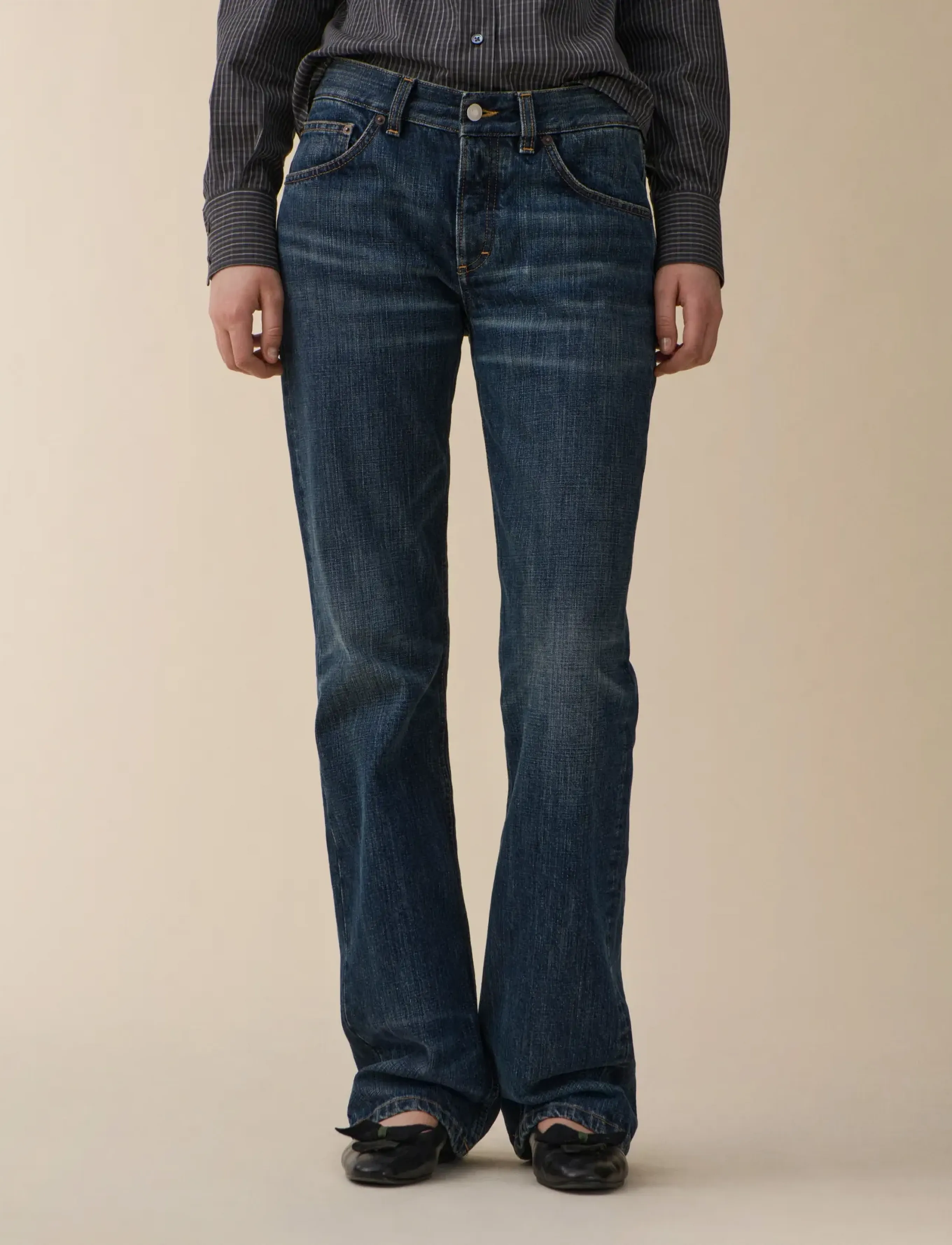 Jeanerica Kyoto Droit - Sirged teksad - DARK BLUE RIGHE / navy