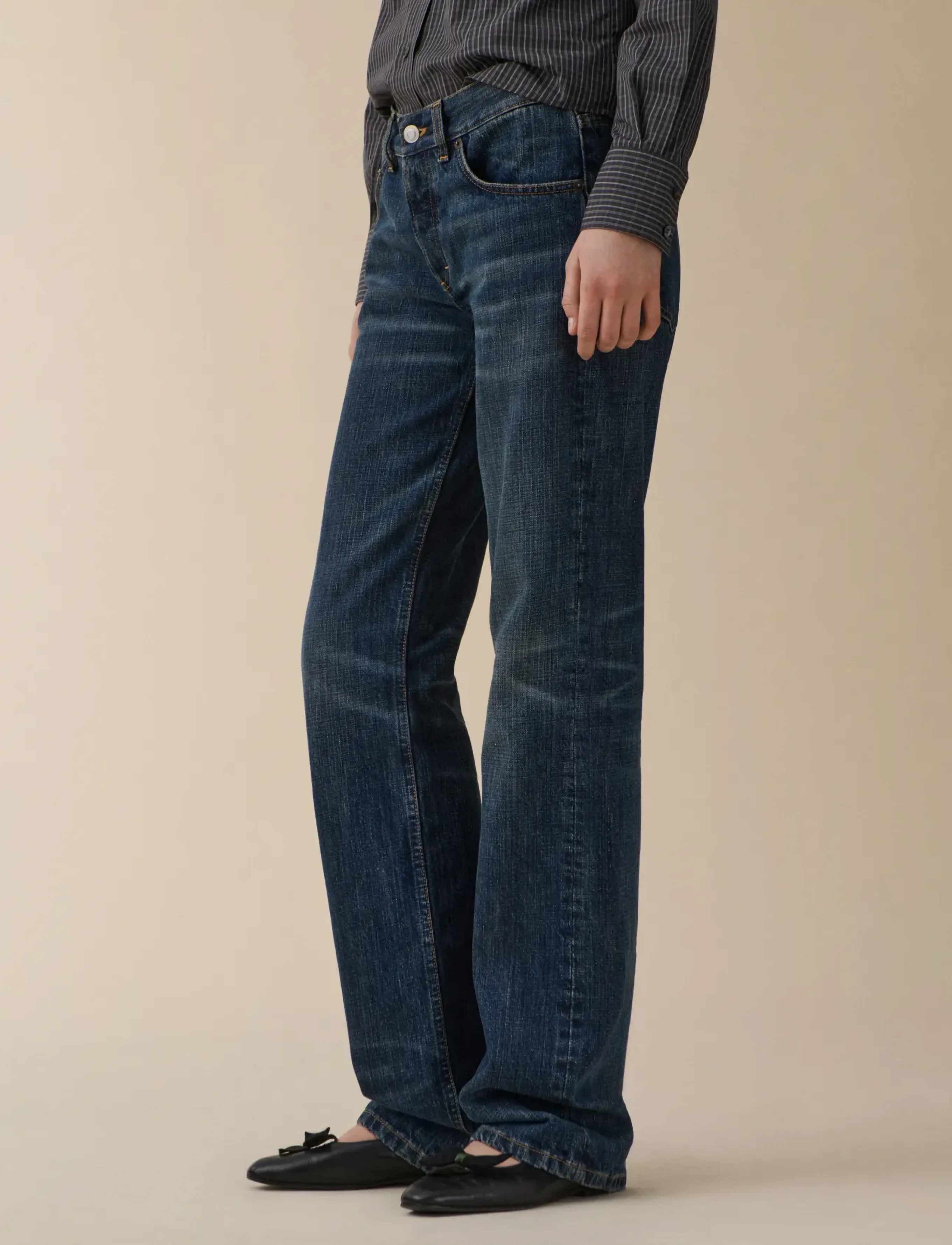 Jeanerica - Kyoto Droit - sirged teksad - dark blue righe - 2