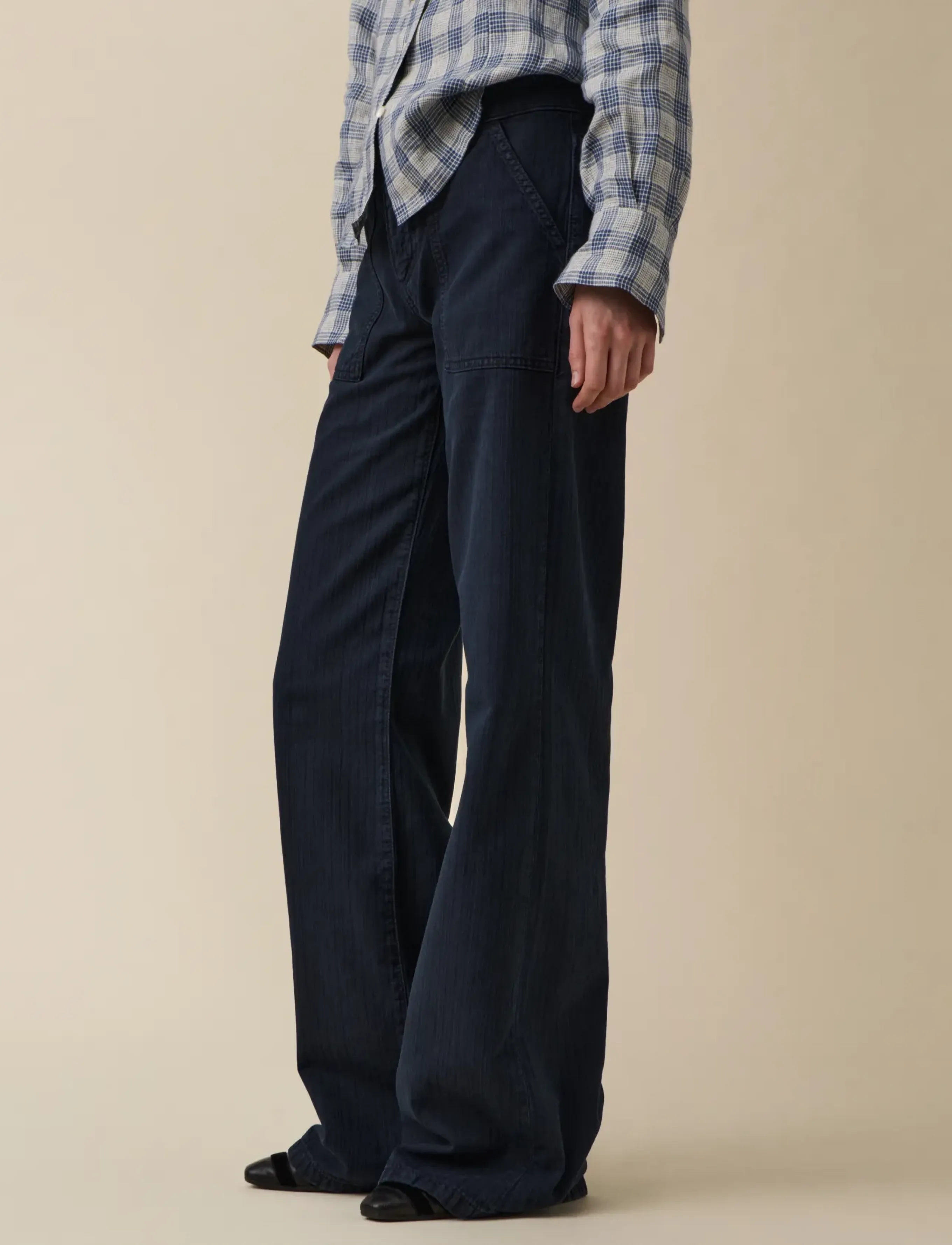 Jeanerica - Guell - wide leg jeans - chevron blue black - 3