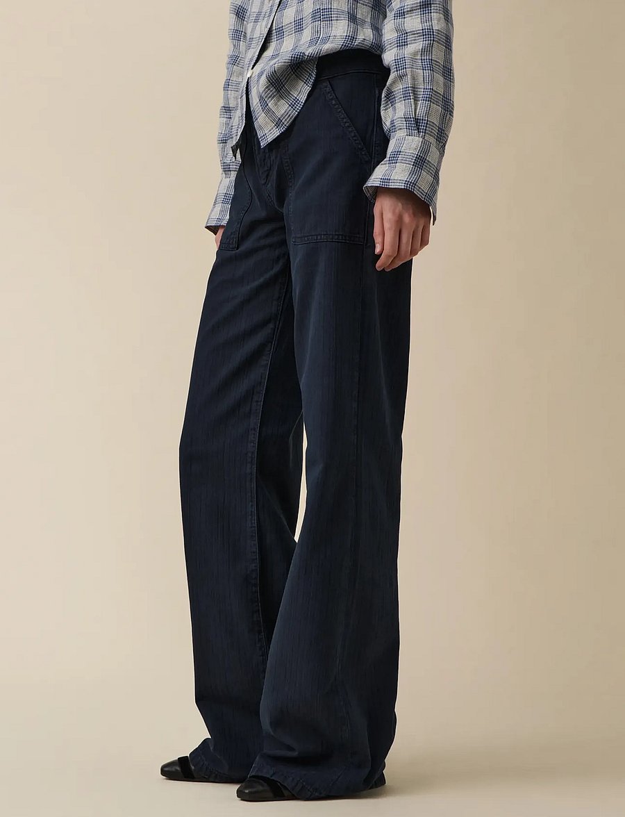 Jeanerica - Guell - hosen mit weitem bein - chevron blue black - 3