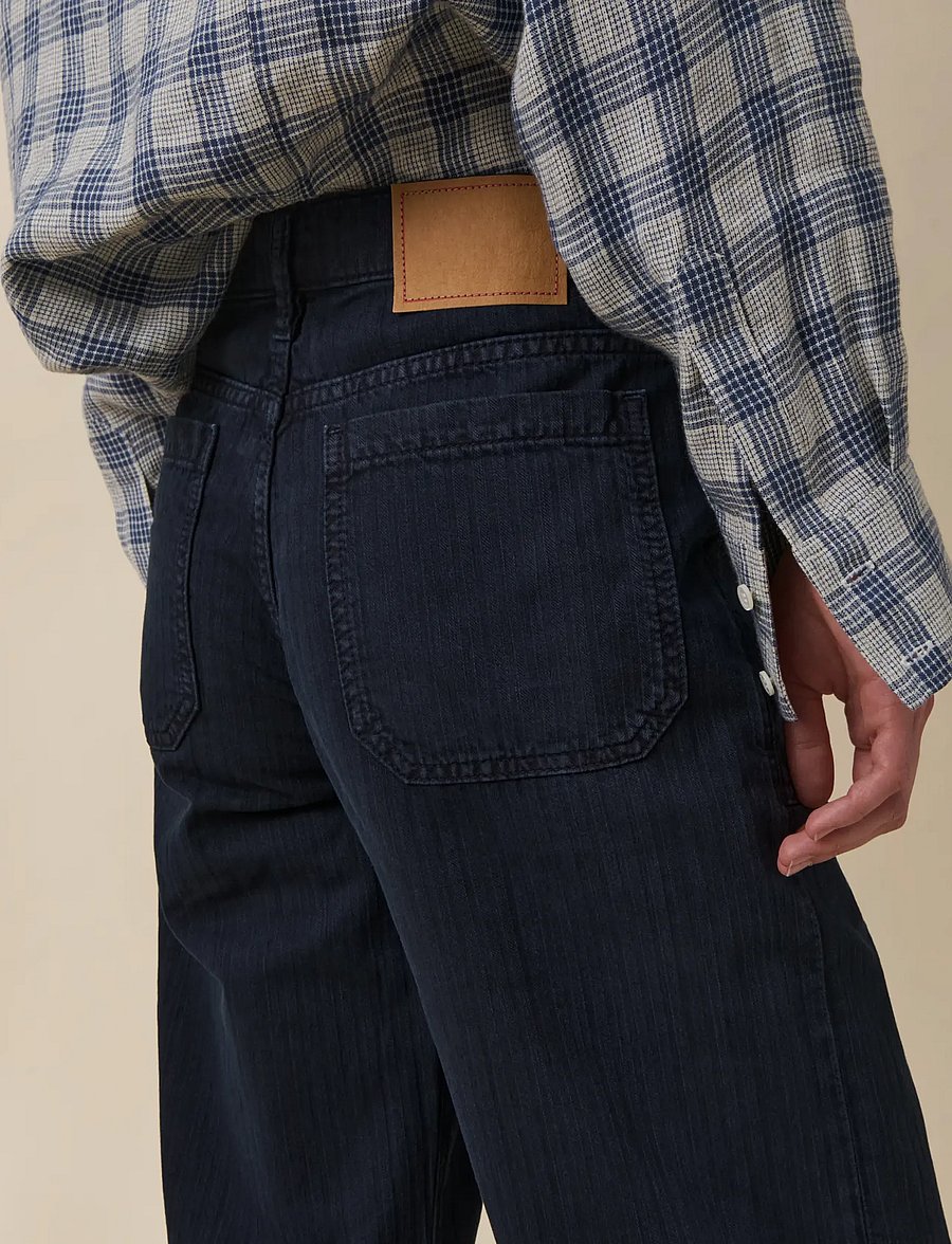 Jeanerica - Guell - hosen mit weitem bein - chevron blue black - 5