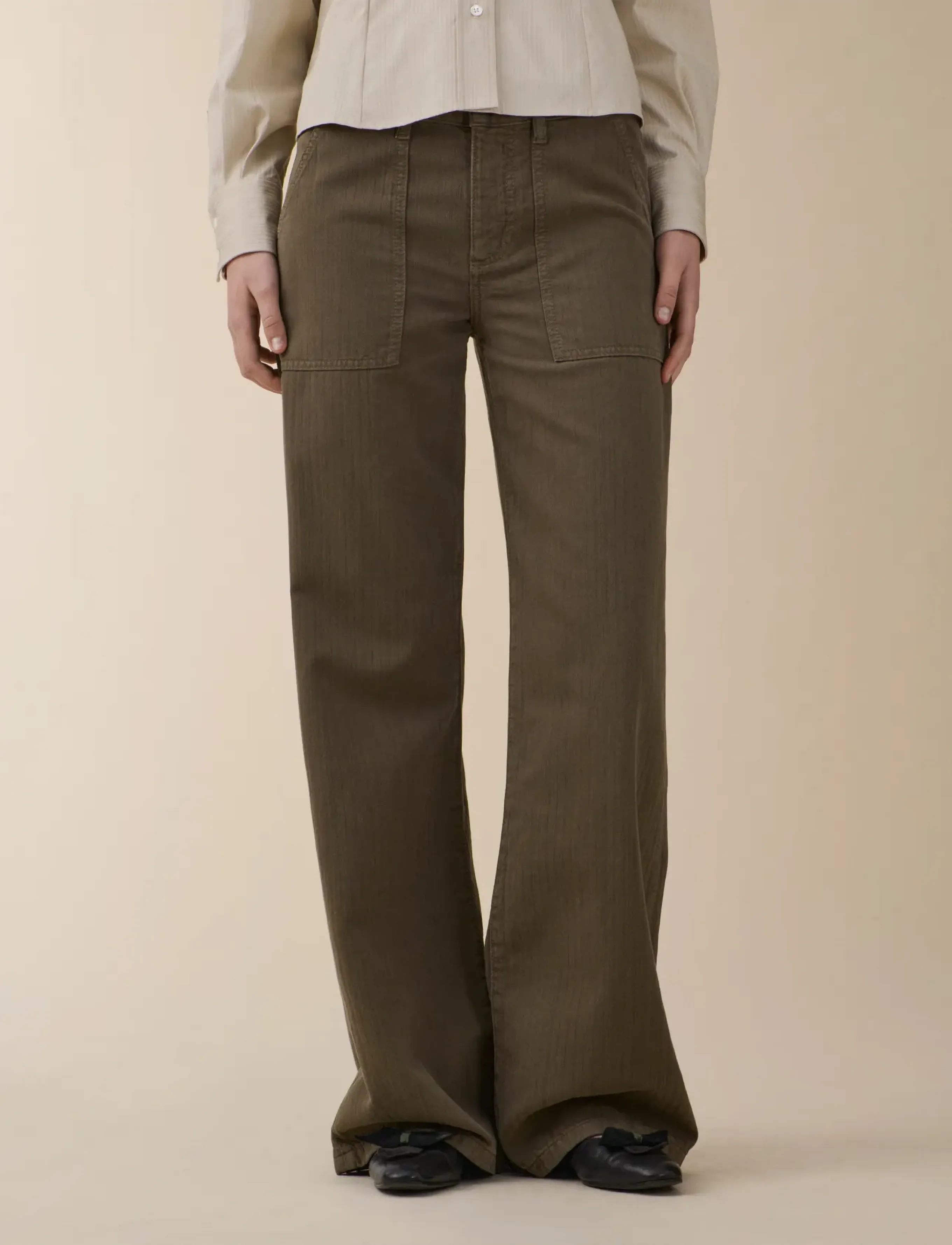 Jeanerica Guell - Brede jeans - CHEVRON KHAKI GREEN / khaki/green
