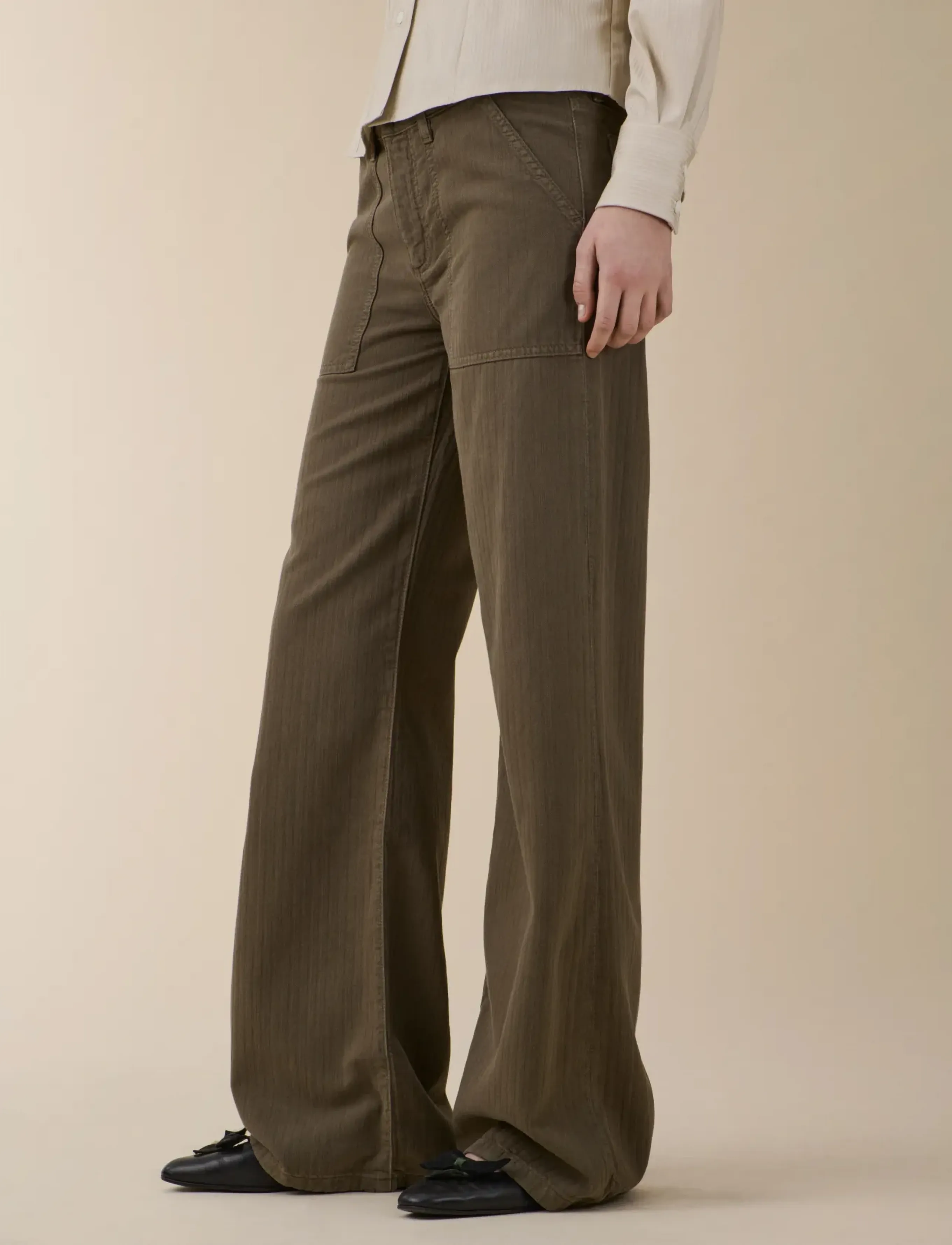 Jeanerica - Guell - wide leg jeans - chevron khaki green - 2