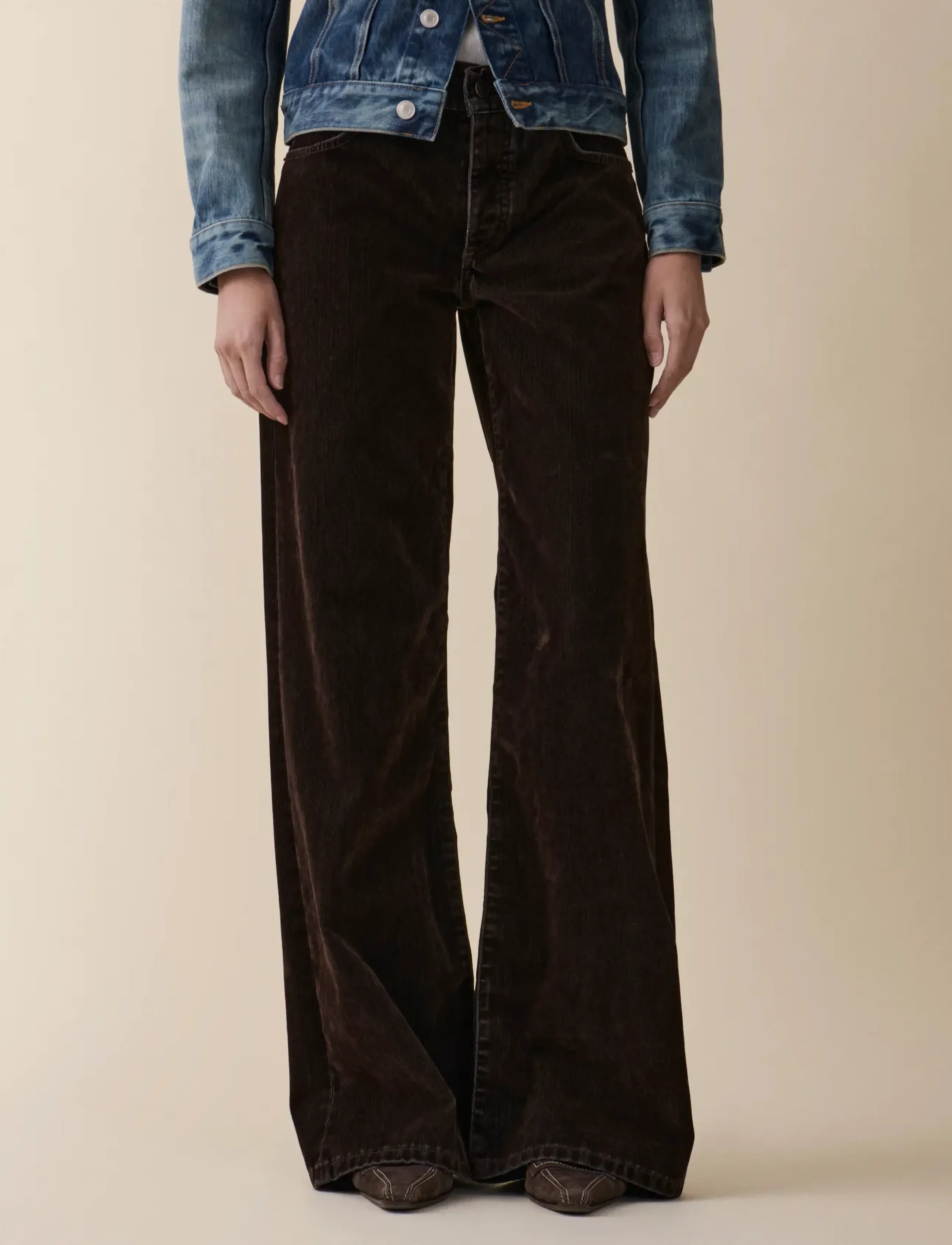 Jeanerica Kyoto - Brede jeans - BROWN FLOCK CORDUROY / brown