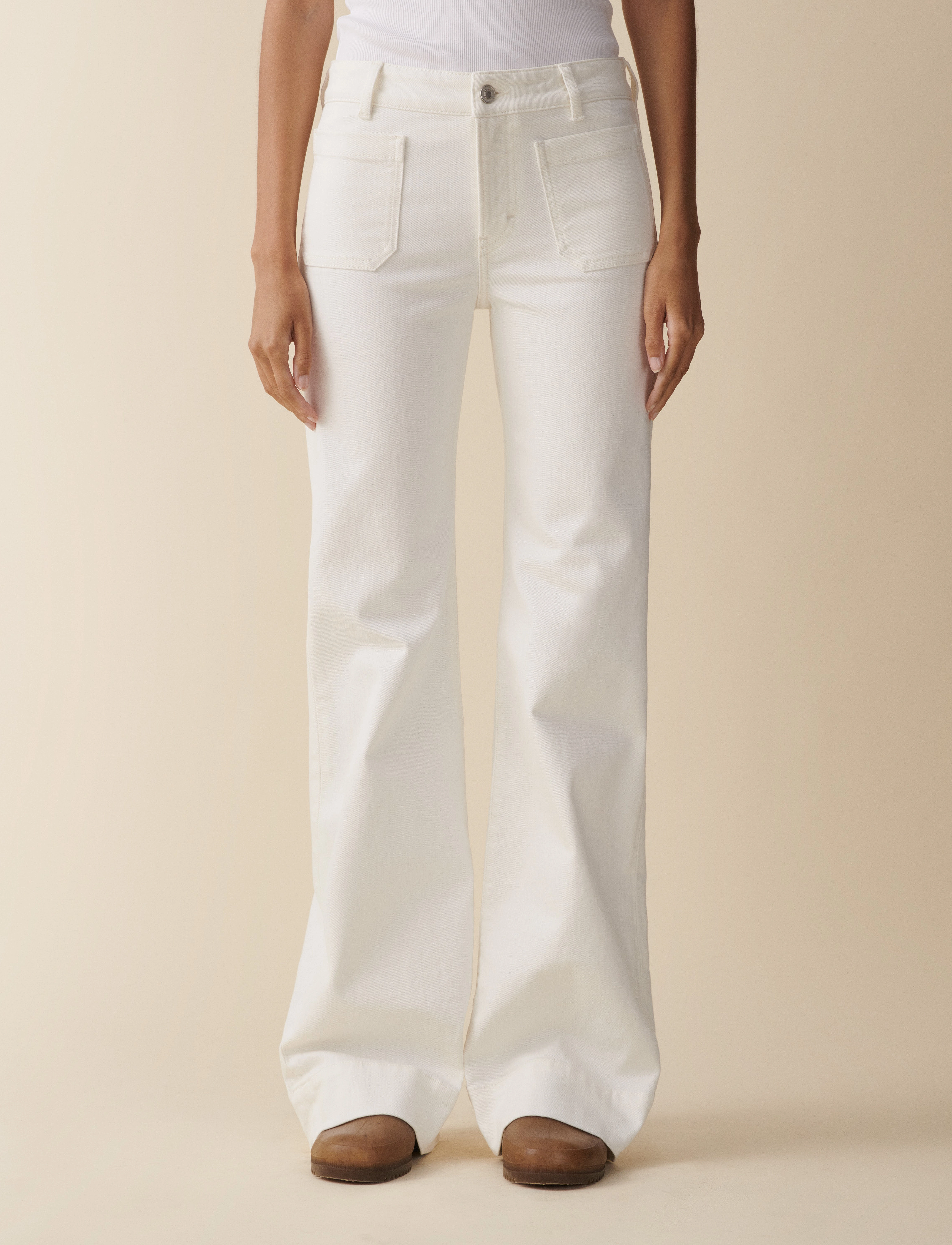 Jeanerica St Monica Low - Schlaghosen - NATURAL WHITE / cream